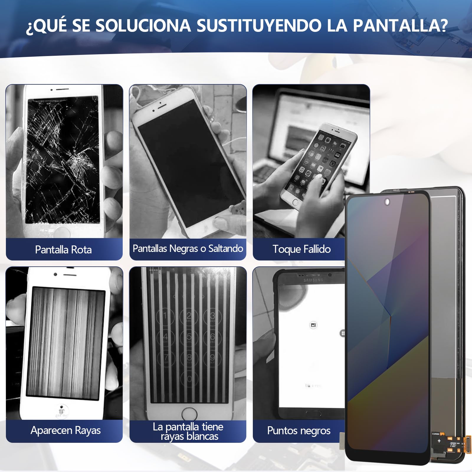 RongZy Pantalla para Xiaomi Redmi Note 12 Táctil LCD de Repuesto Ensamblaje Digitalizador Reemplazo para Xiaomi Poco X5 con Herramientas de Reparación(Negro)