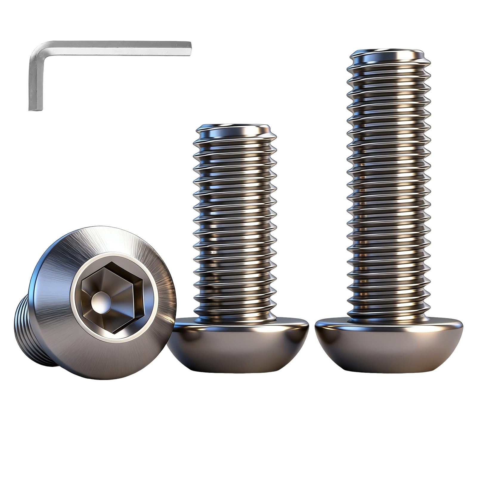 YOOZIYA 20 Pcs M5x35mm Hex Socket Button Head Bolts A2 304 Stainless Steel Fully Threaded Pan Head Machine Screws with Allen Key for Home,Industrial, Electronic