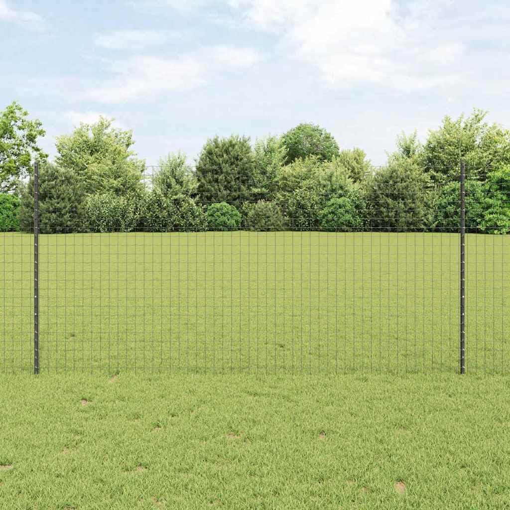 Postes de valla de hormigón gris, acero con recubrimiento en polvo, 160 cm, juego de 44 para travesaños, para jardín, terraza, parcela, protección contra la intemperie y exterior