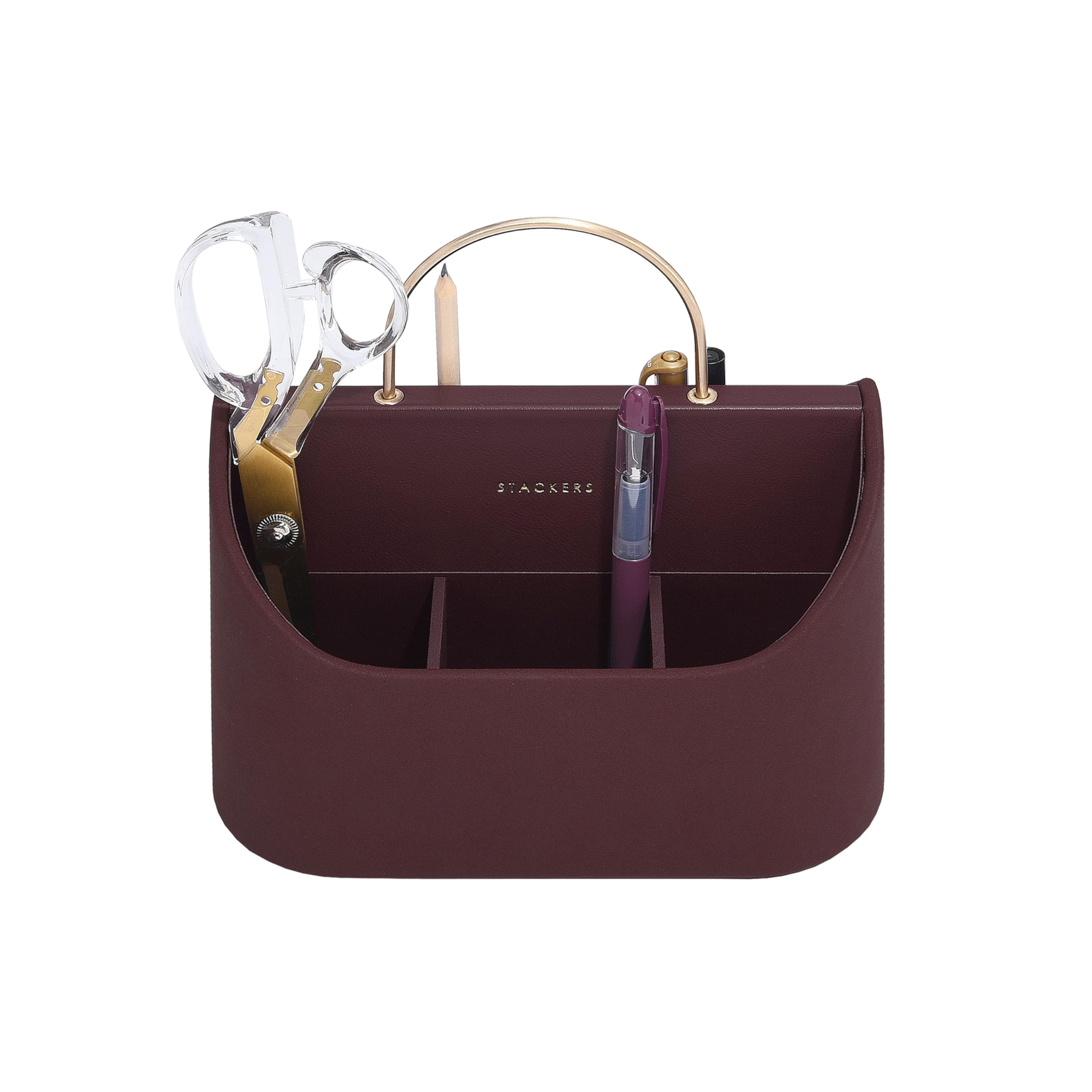 Stackers Garnet Stationery Caddy With Handle