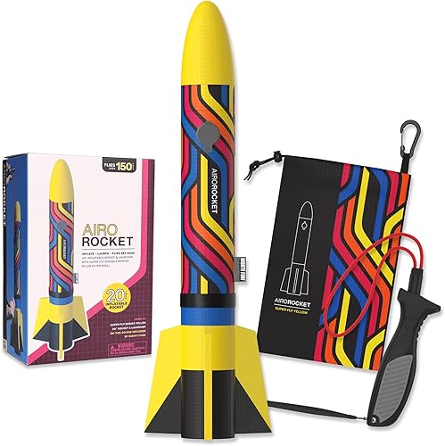 Mighty Fun! - Kit inflable lanzado a mano Airo Rocket - Incluye cohete gigante de nailon Ripstop de 20 pulgadas, lanzador de mano y bolsa de