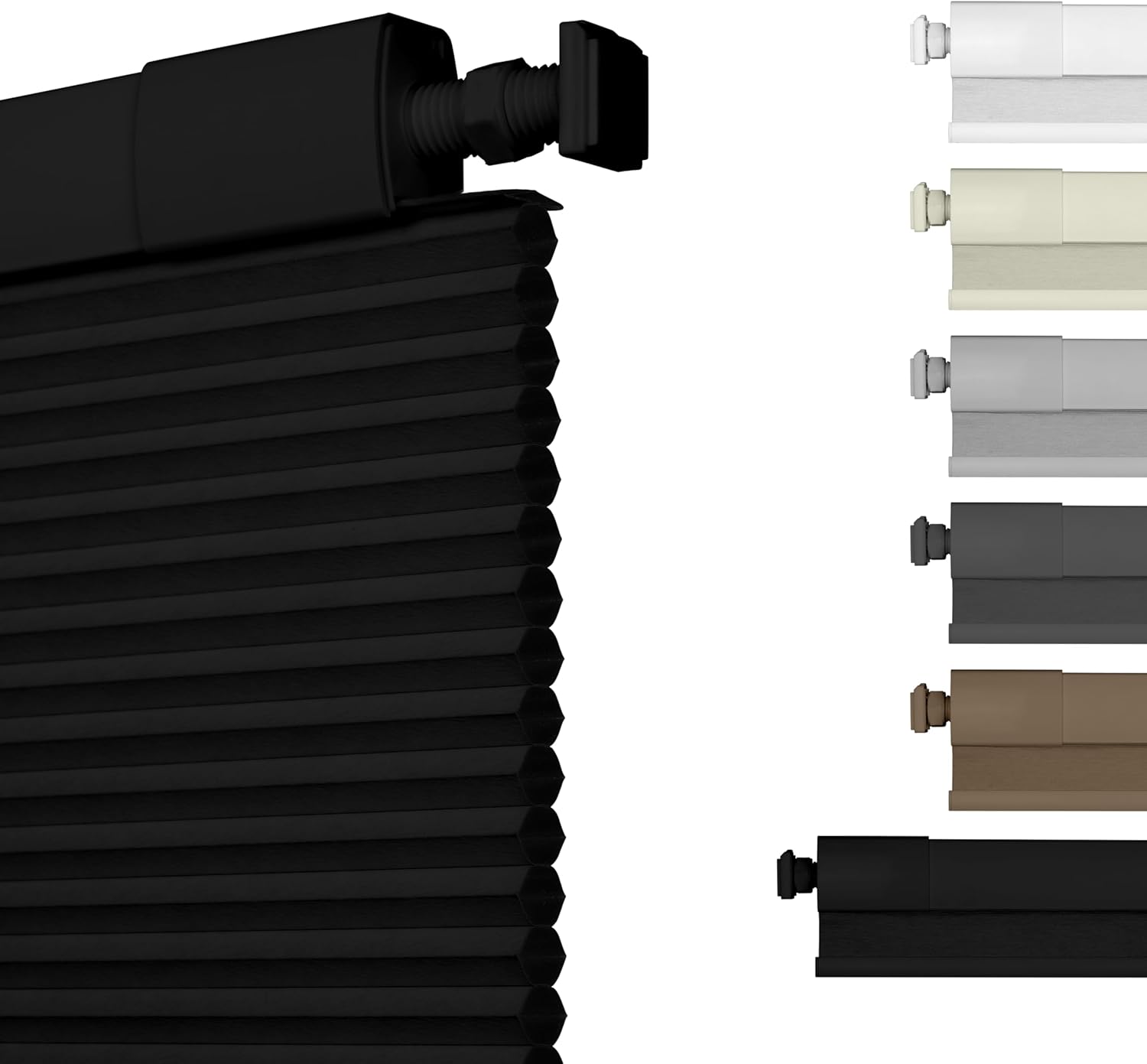 No Drill No Tools Blackout Cellular Shades Cordless Easy Install Honeycomb Blinds Thermal Insulated Noise Reduction Blinds for Indoor Windows,Blackout-Black,30.5" W x 78" H