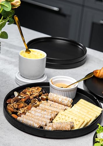 Miniatura 3 de Nucookery Juego de 6 platos llanos de cerámica, platos de ensalada de 10 pulgadas, platos redondos de postre, platos grandes para cocina,