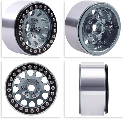 Miniatura 5 de HobbyPark Ruedas Beadlock de aluminio 1.9 para rastreador RC a escala 110, compatible con Traxxas TRX4 Axial SCX10 Redcat Gen 8 RC4WD, 4 piezas