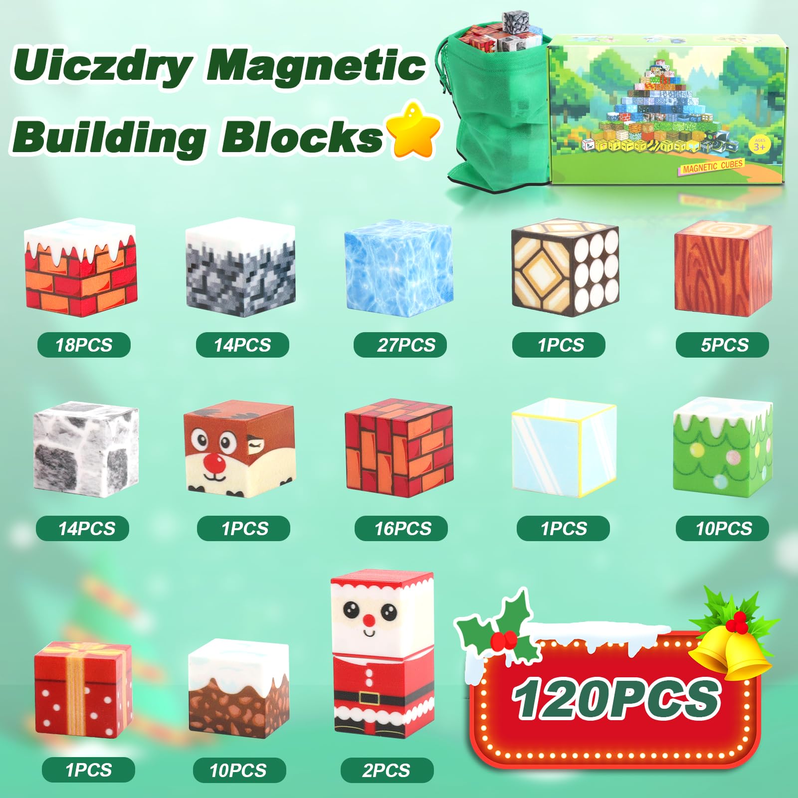 Xekel Bloques Magnéticos De 120 Piezas Para Construcción – Juego Educativo STEM Con Imanes Fuertes, Compatible Con Otras Marcas, Regalo Ideal Para Niños De 3 Años En Adelante