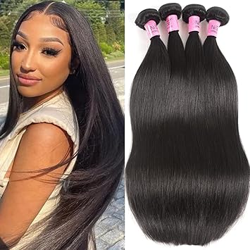 UNICE Hair 10A Malaysian Straight Human Hair 3 Bundles Unprocessed Virgin Human Hair Weave Extensions (22 24 26 inch)