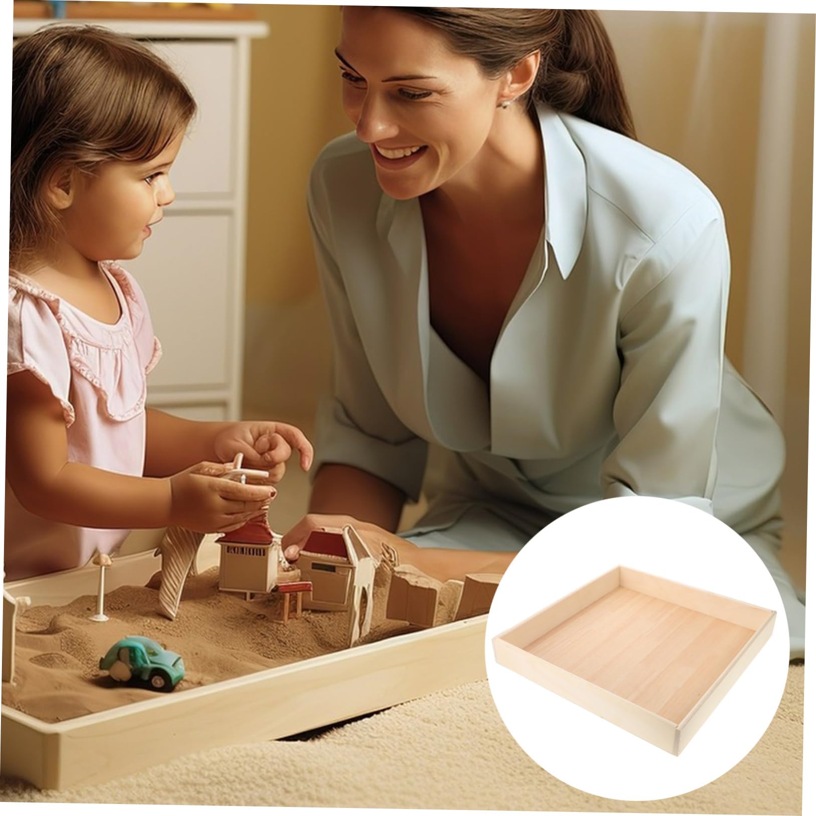 Kinderspielzeug Sandkasten, Tragbar, Beige, für Drinnen | Kindersandkasten, Aufbewahrungsbox, Rechteckige Form, für Kinder, Innen und Außen