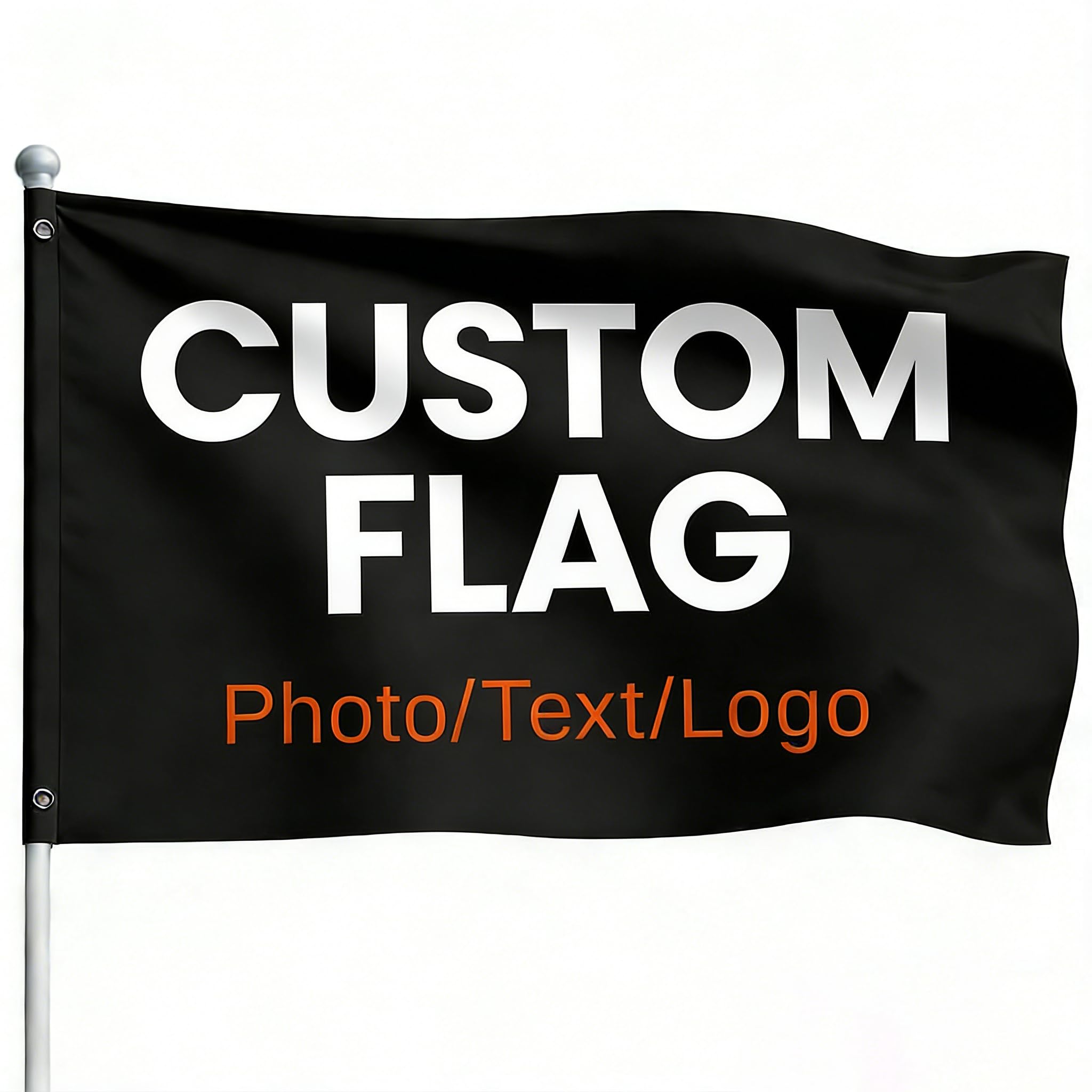 Personalisierte flagge selbst gestalten, fahne selbst gestalten, Einseitiger Druck Beidseitiger, 4 Größen, Upload Eigenes Logo/Bild/Wörter (Einlagiger Stoff – Einseitiger Druck,2x3FT (60x90cm))