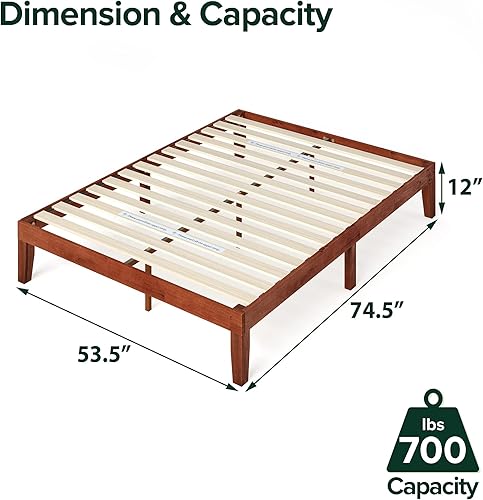 Miniatura 65 de ZINUS Alexia - Base de cama con plataforma de madera, base de madera maciza, no necesita somier, soporte de listones de madera, fácil montaje, pino