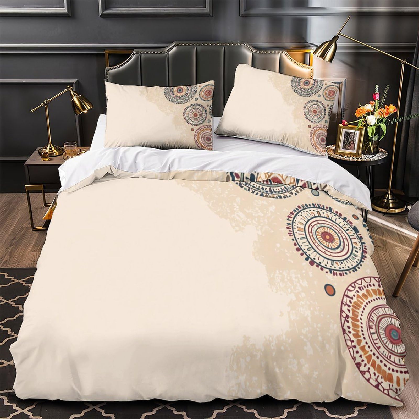 Parure de lit motifs ethniques en tissu ultra doux de qualité supérieure pour lit simple