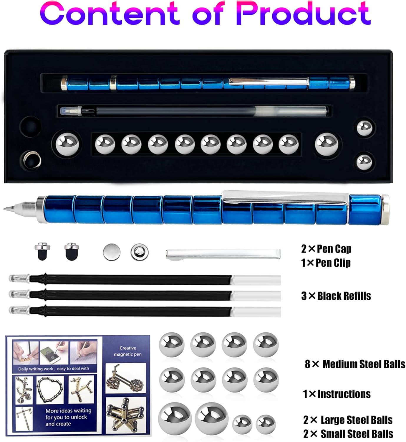 Fidget Pen, Decompression Magnetic Pen, Cool Fidget Toys for Stress and Anxiety Relief, Sensory Toys Best Gifts for Teenage Boys, Ideal Gift for 8-13 Years Old, Novelty Gifts for Teen and Adults