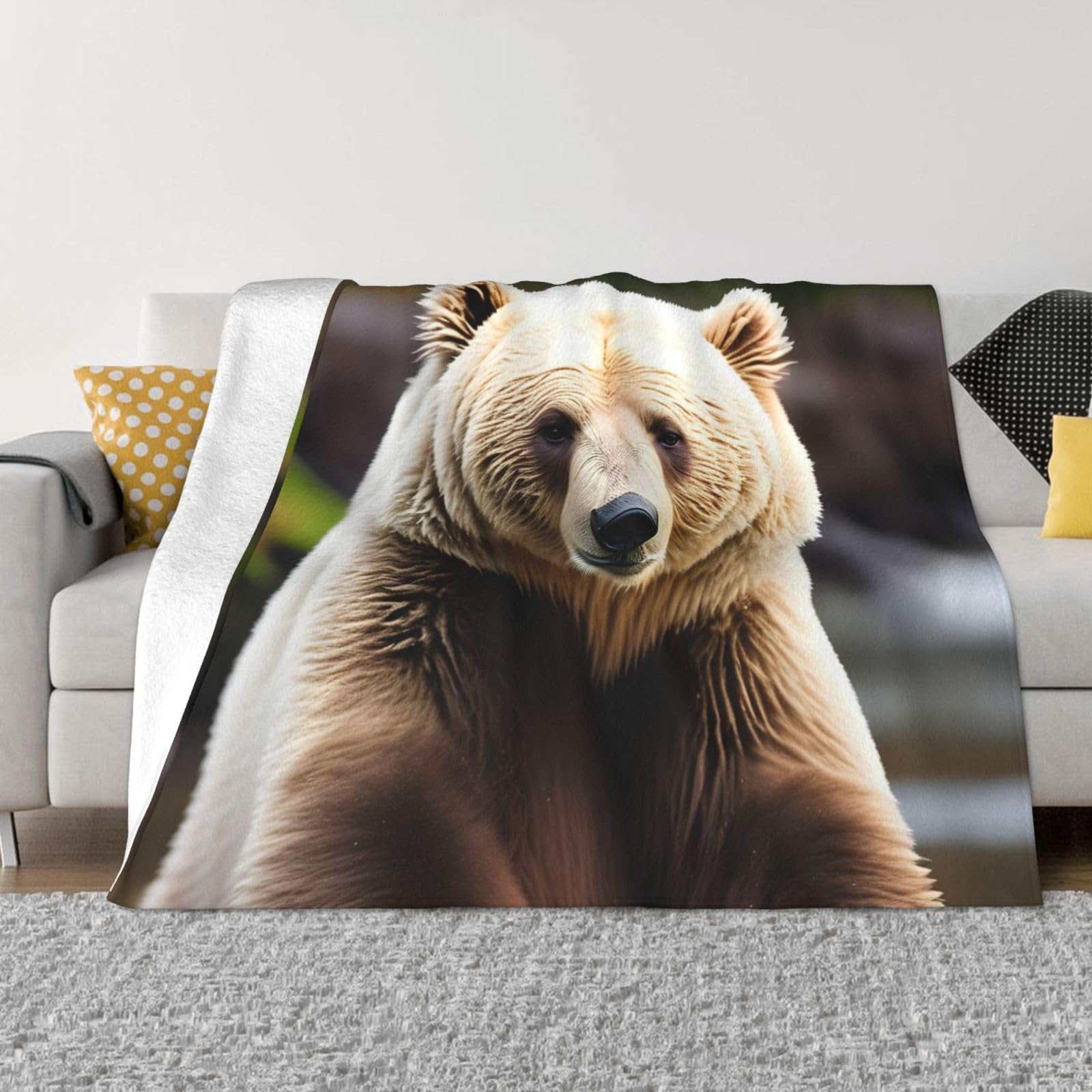 Couverture de canapé peluche douce ours blanc pour vos soirées cocooning au salon