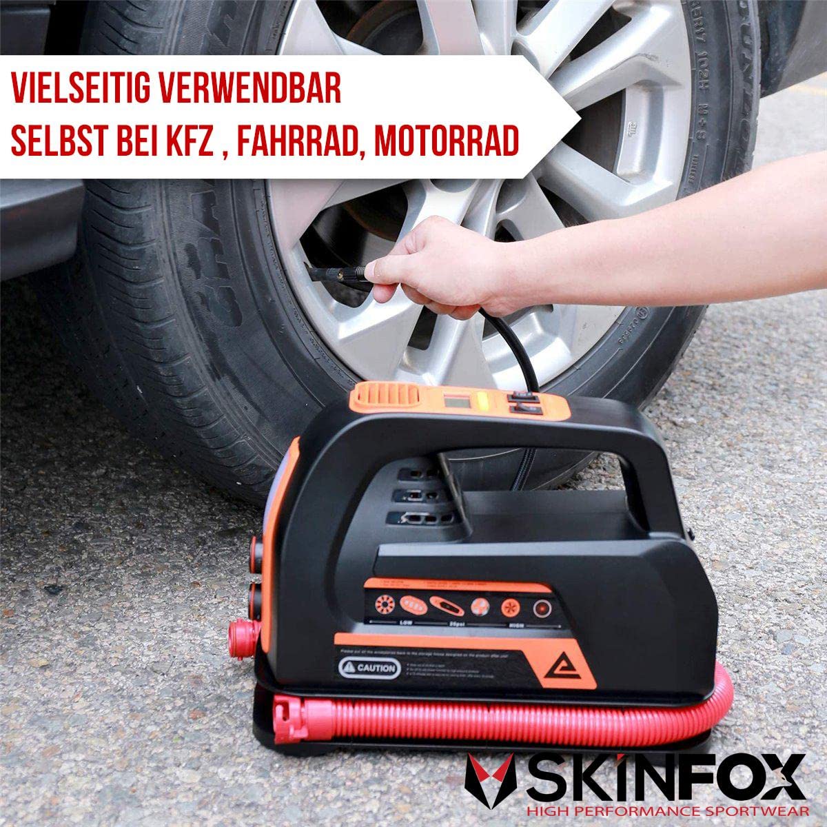 SKINFOX SUPER Electric AIR Pump 0,5 bis 100 PSI SUP Paddelboard Pumpe - All-IN-ONE