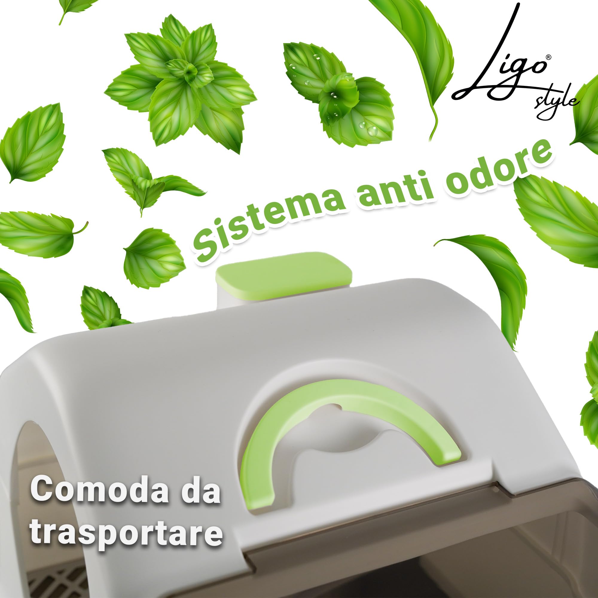 Ligo - Lettiera per gatti in acciaio inox chiusa, grande lettiera chiusa con filtro e rampa contro lo spargimento, a prova di perdite, inodore, facile da pulire