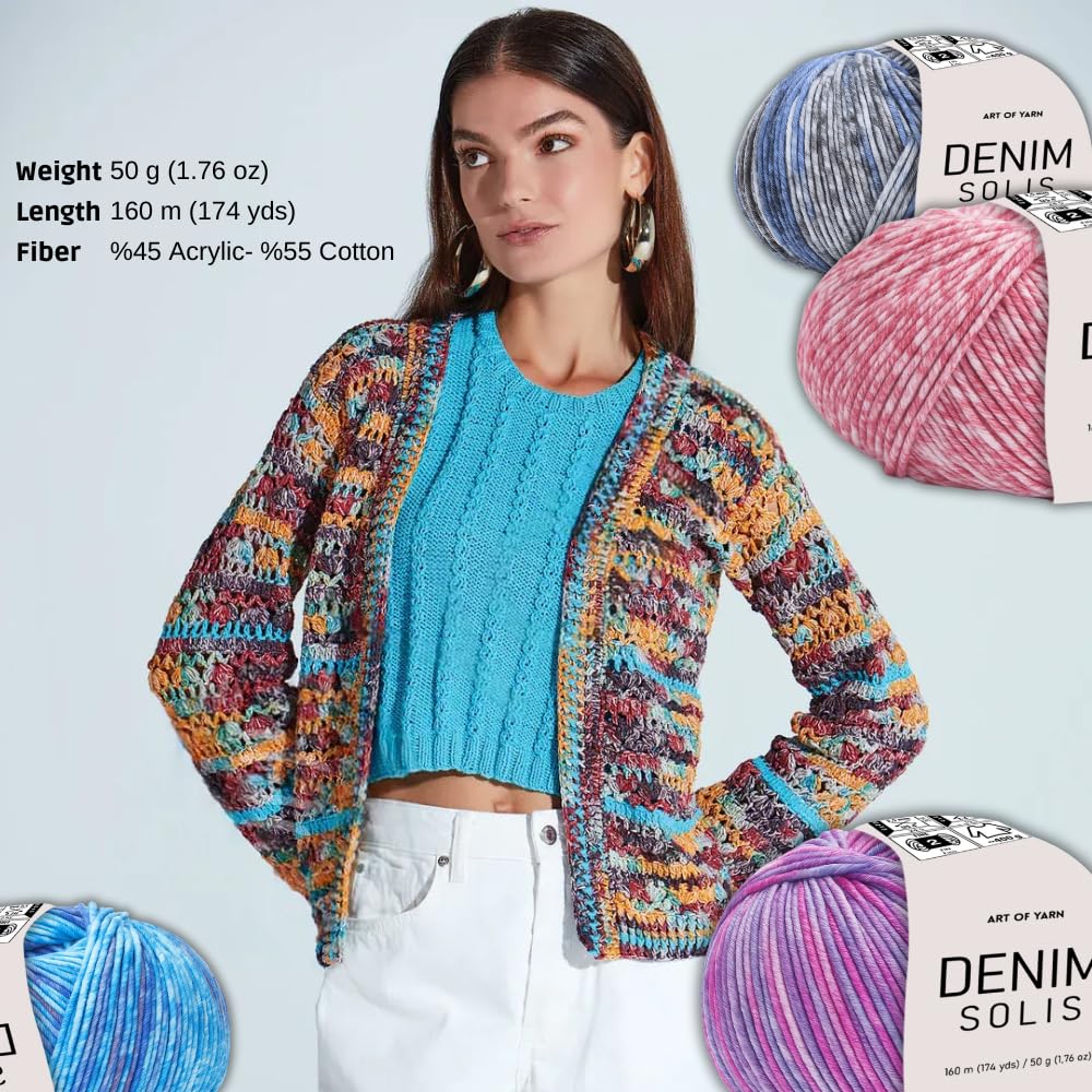 Amazon.co.jp: Art of Yarn デニム ソリス 多彩な糸 綿55%、ポリ