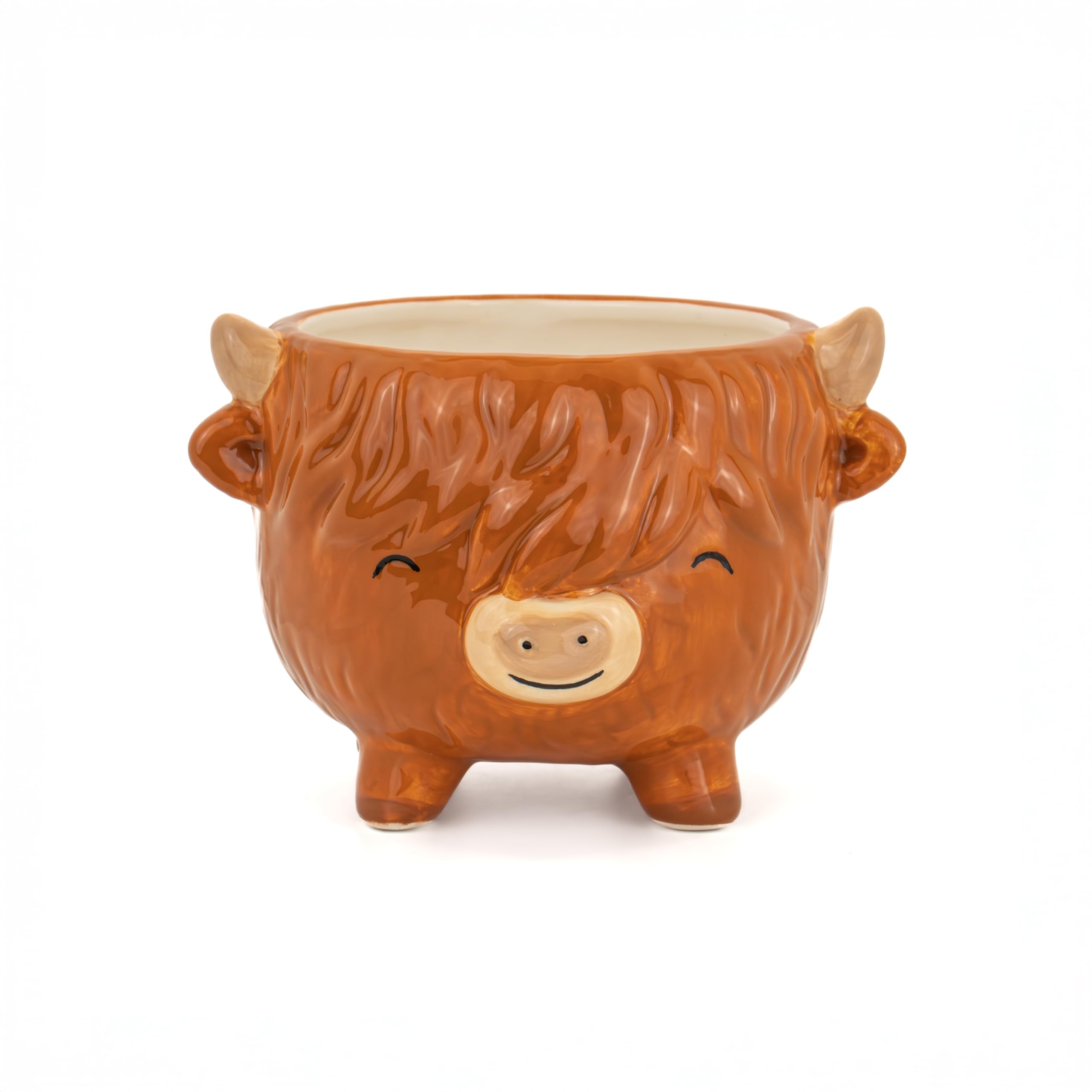 Sass & Belle Highland Cow Medium Planter - Cute Animal Planter for Houseplants, Quirky Decorative Flower Pot for Home Décor, Ceramic Novelty Pot, Part of Sass and Belle selection of Plant Pots