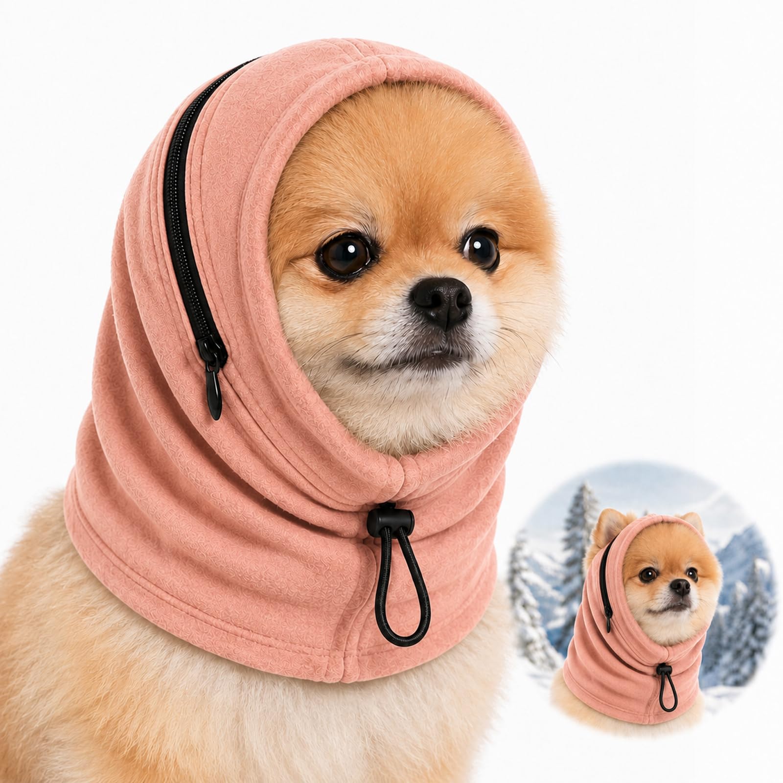 Dog Snood Ear Protector, Adjustable Drawstring, Pink, S, 13 × 16 cm