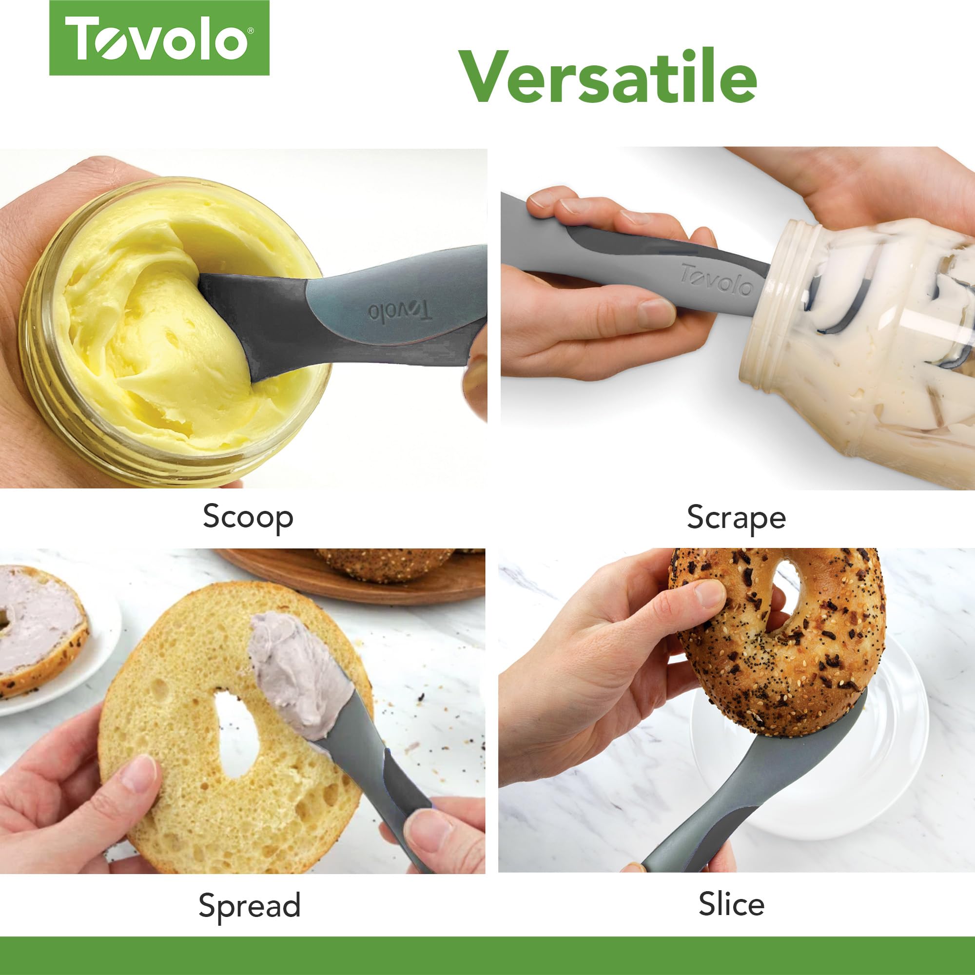 Tovolo Scoop & Spread Tool - Doppelendiges Silikon & Nylon Küchenhelfer zum Verteilen, Schaben, Schaufeln, Hobeln - BPA-frei, hitzebeständig, spülmaschinenfest