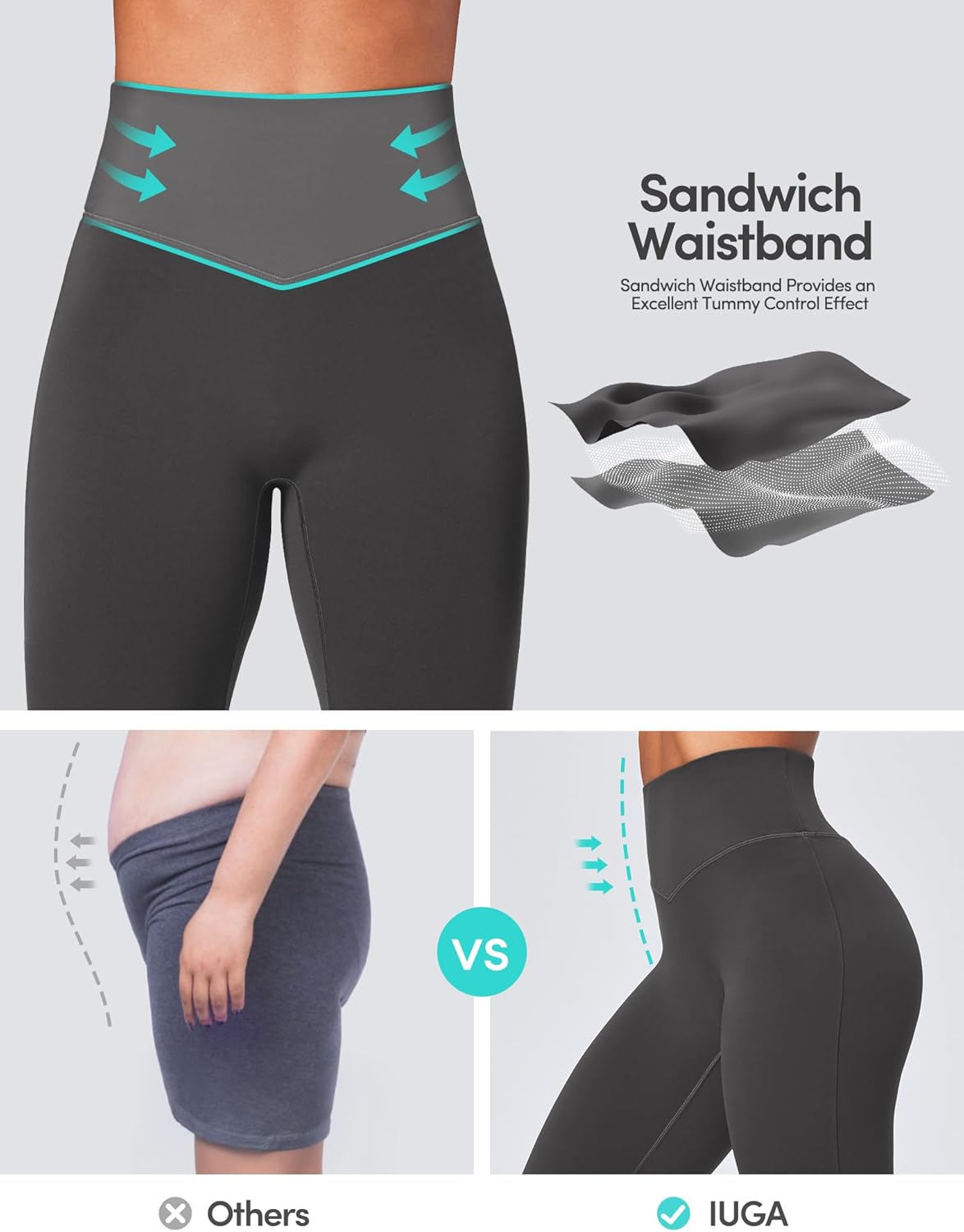 IUGA Flare Leggings for Women Tummy Control Flared Leggings No Front Seam Yoga Pants Women High Waisted Workout Bell Bottoms - Image 4