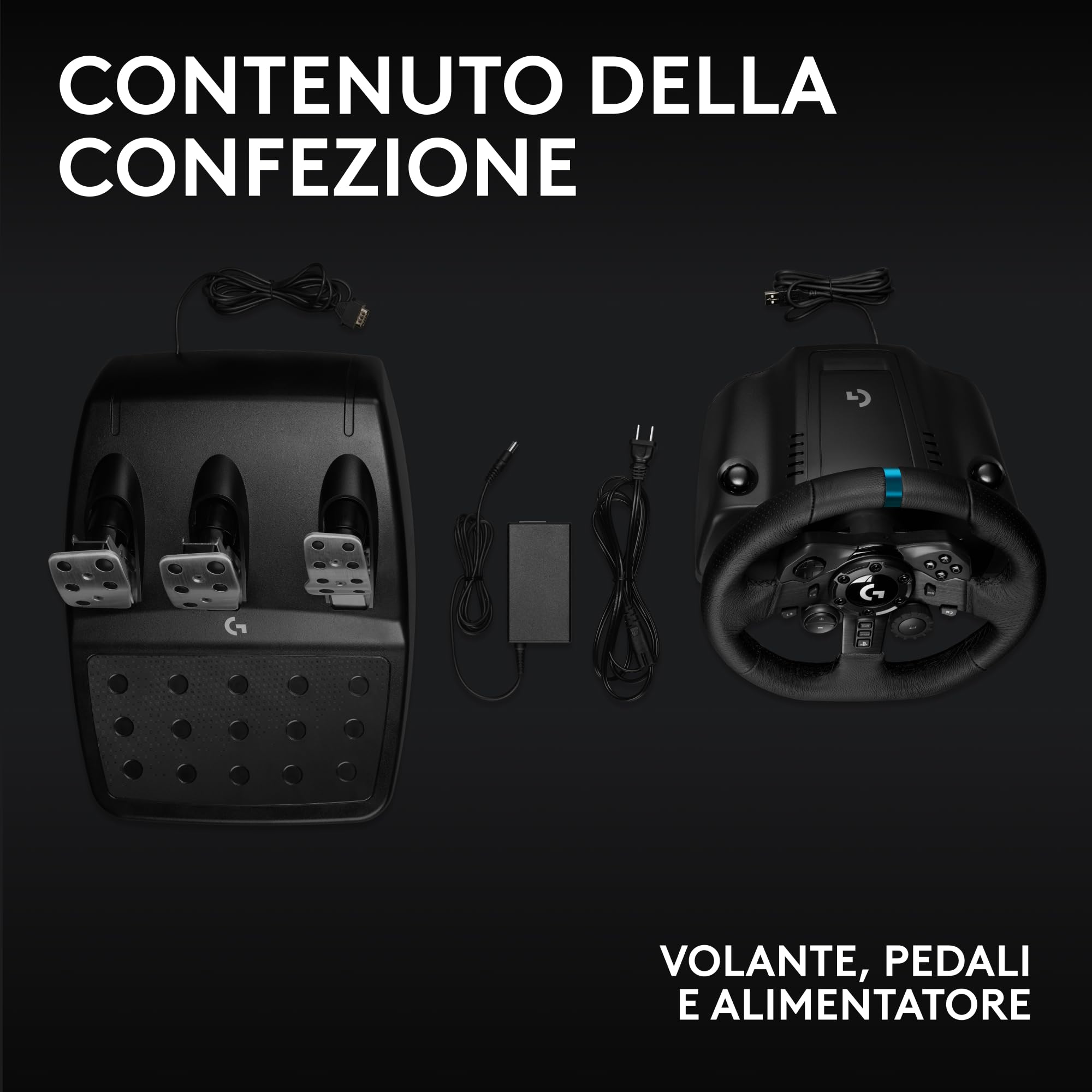 Logitech G G923 volante da corsa pedali ritorno di forza TRUEFORCE 1000 Hz design reattivo doppia frizione per PS5 PS4 PC Mac Nero