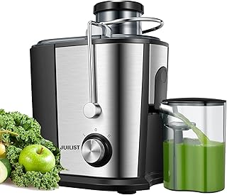 Juilist Juicer, 600W Juicer Machines with Anti-drip & Anti-slip Function, Juicers Whole Fruit and Vegetable with 3-Inch Wide Mouth Food Chute, 2 Speeds, Recipe Included, Easy to Clean