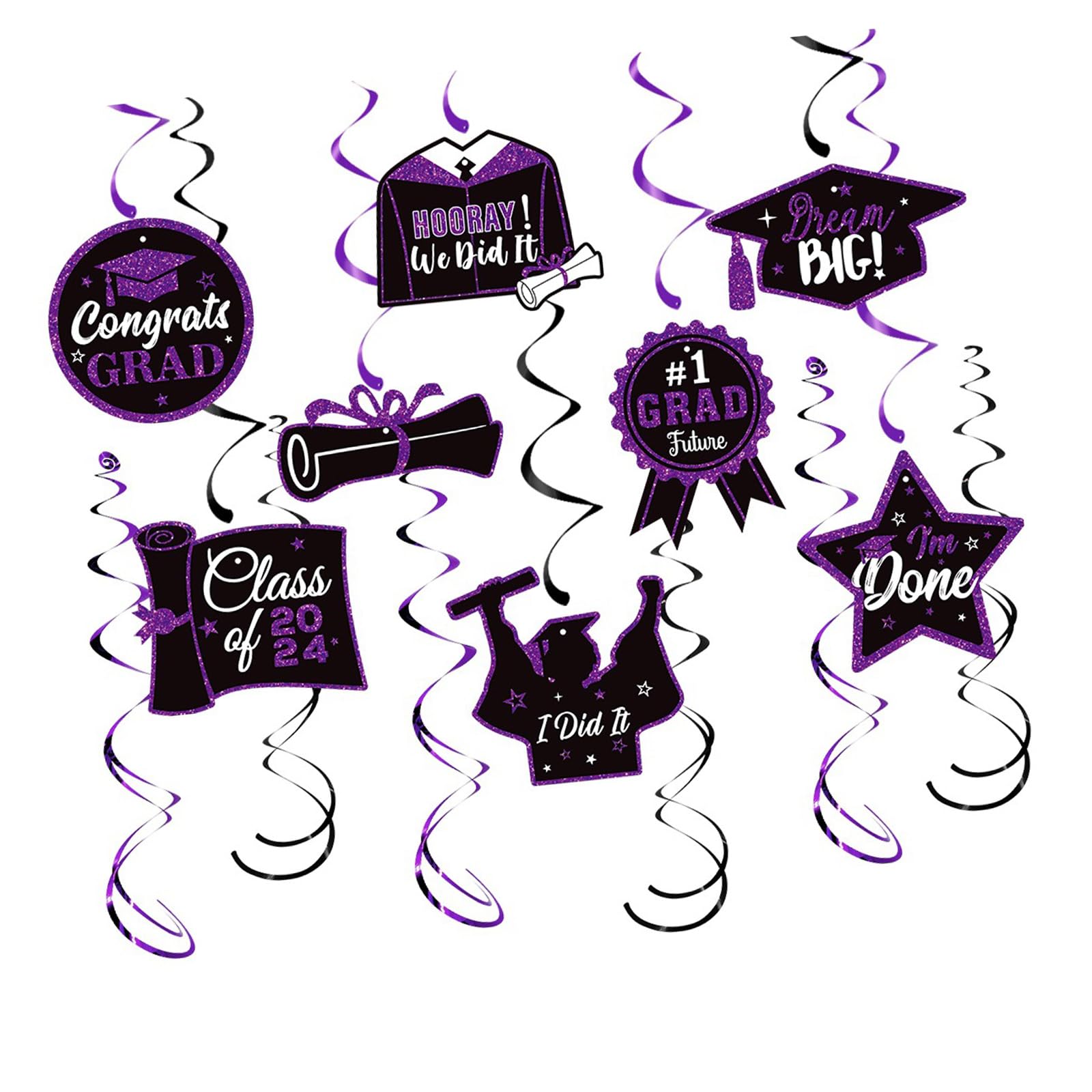 ZEPFJHE Complete Graduation Decoration Set Including Paper Buntings Swirls and Honeys Combs Balloons Hanging Party Garlands Multiple Occasion Party Banners