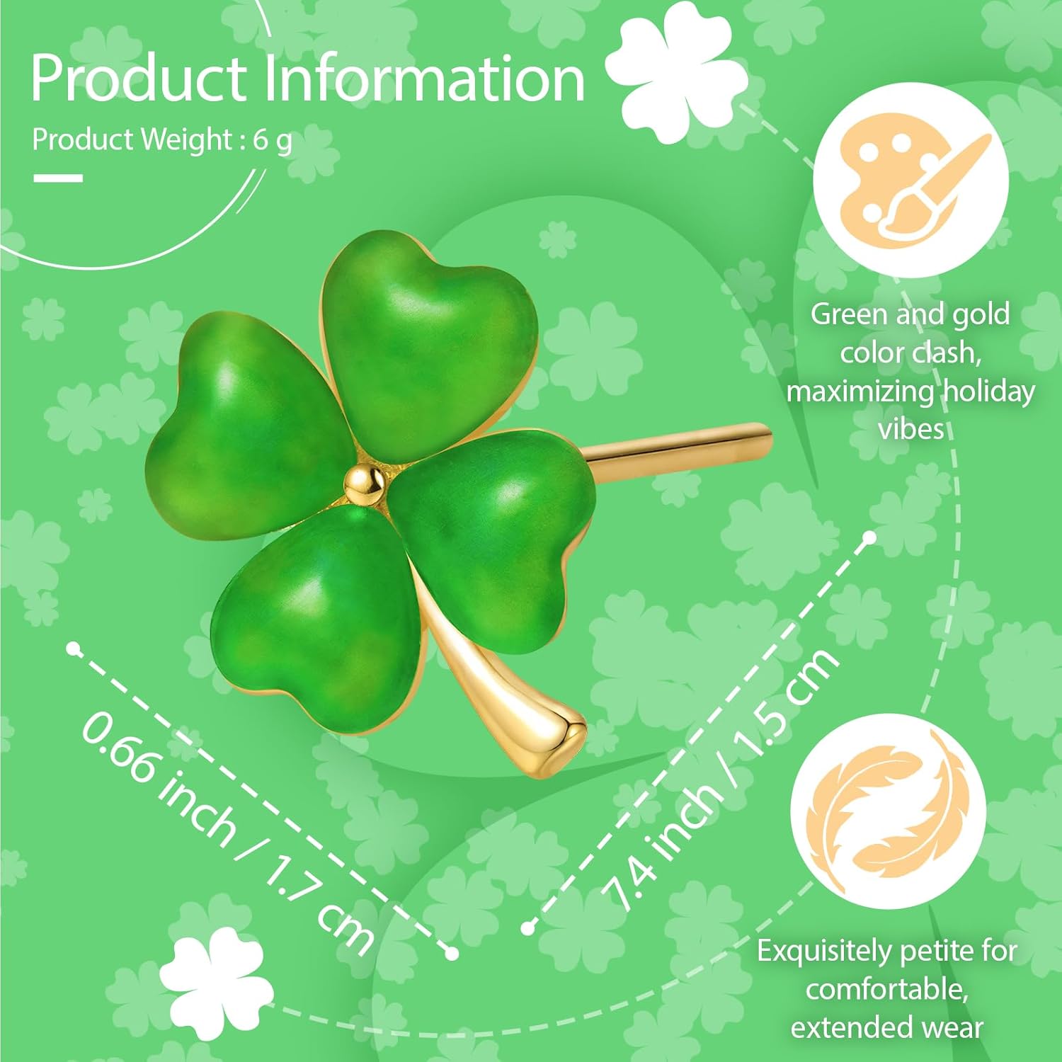 Shamrock St Patricks Day Earrings for Women Shirt Accessories Irish Symbol Jewelry Gift, Pierced Available Green Leaf Clover Dangle - Image 4