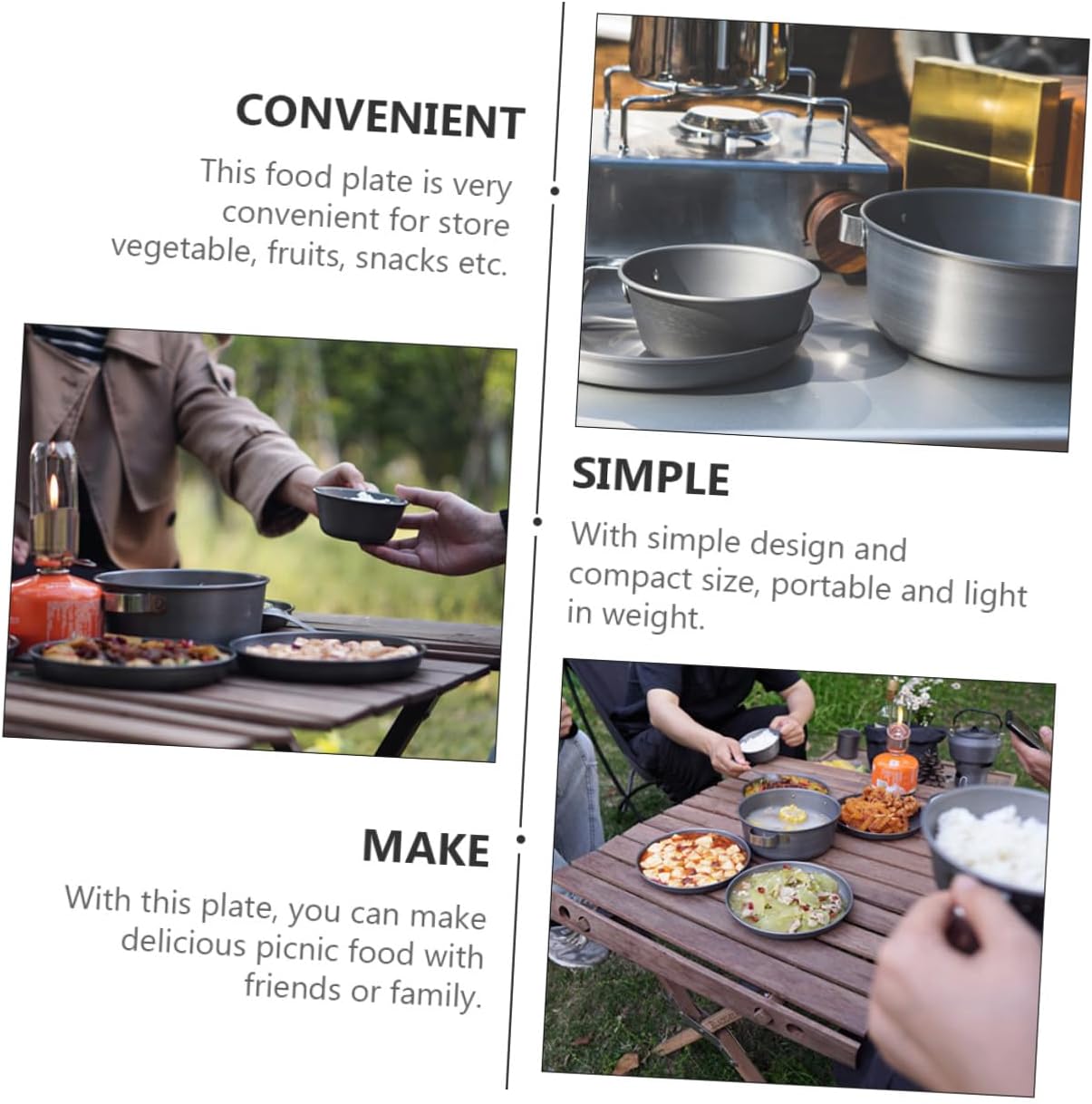 Aluminium Alloy Camping Plate Snack Container Lightweight Bbq Tray Portable Outdoor Picnic Dinnerware for Hiking and Travel