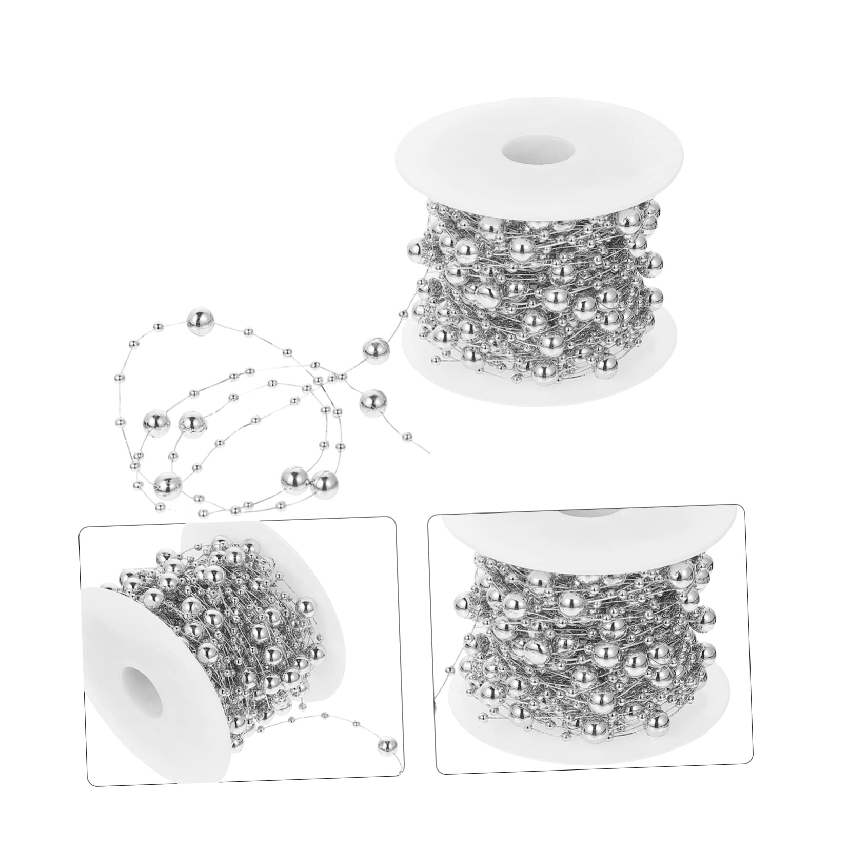 Abaodam 3rollen Dekorative Hochzeitsperlenkette Aus Silberfarbene Beads Für Kreative Dekoration Für Hochzeiten Bastelprojekte Und Stilvolle Accessoires