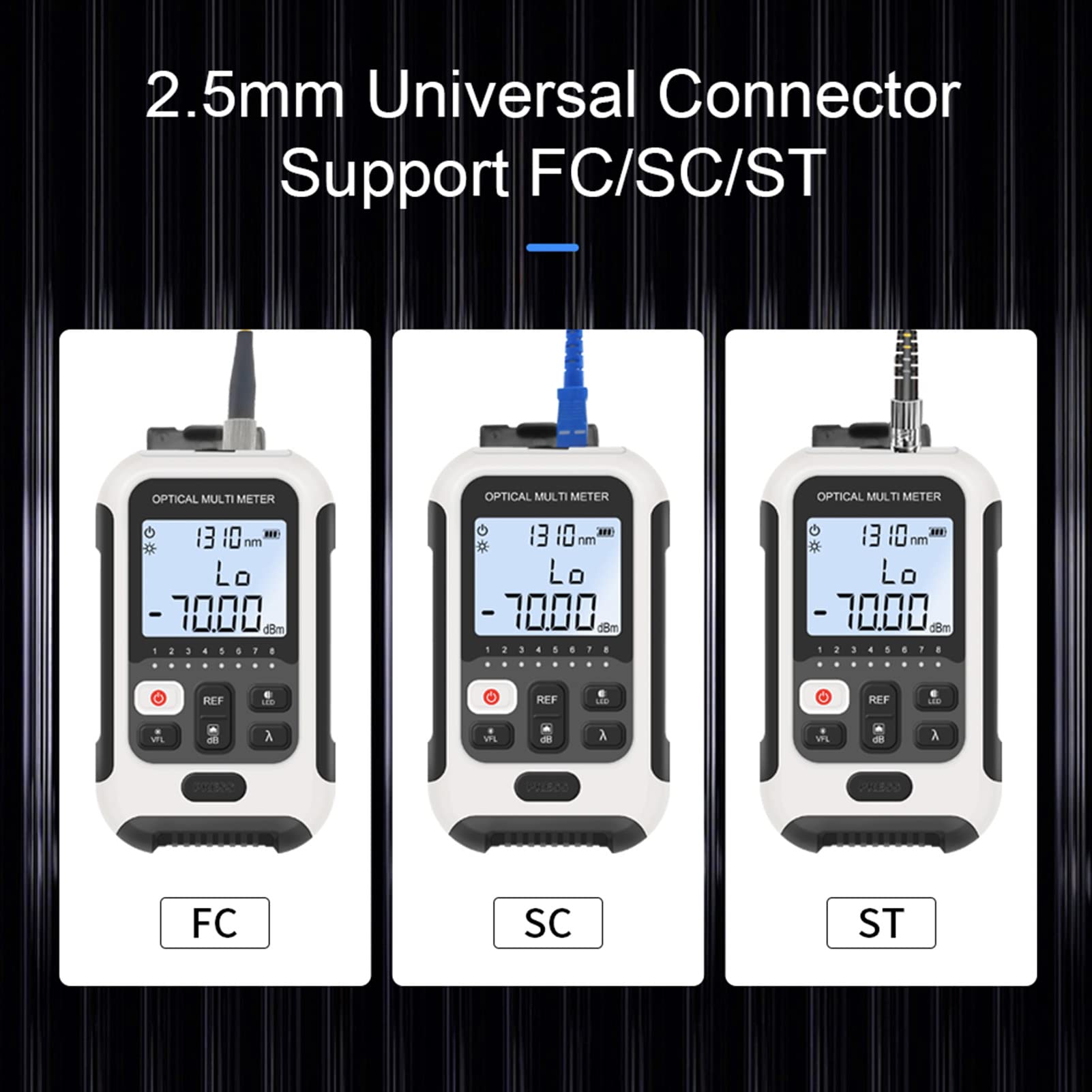 Misuratore di potenza in fibra ottica,attrezzatura di prova ottica multifunzionale portatile di alta precisione con connettore universale SC/FC/ST per la manutenzione di ingegneria