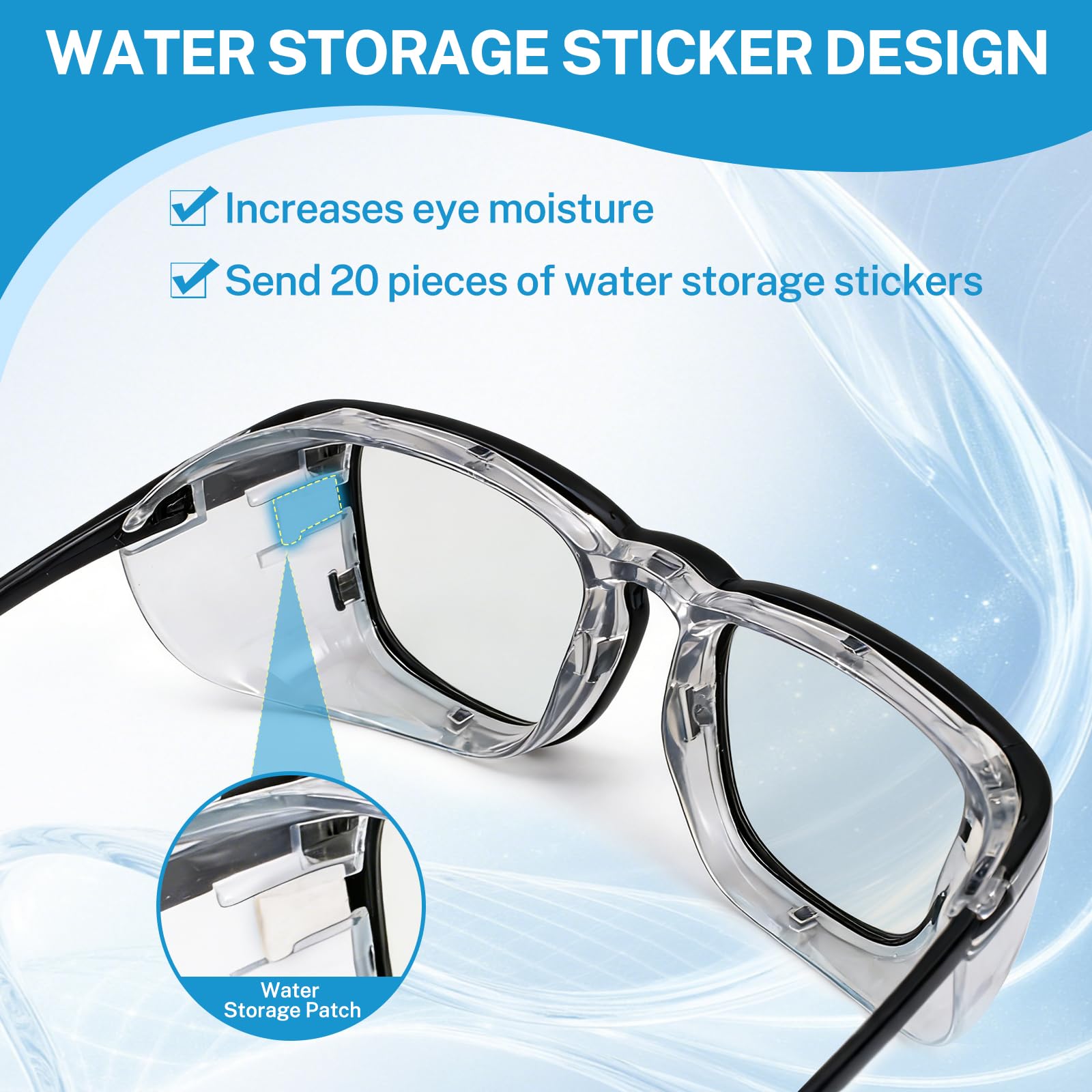 Lunettes post-opératoires hydratantes – Protection complète pour la récupération chirurgicale de la cataracte et les yeux secs, dispose d'un réservoir d'eau, d'un écran anti-lumière bleue et