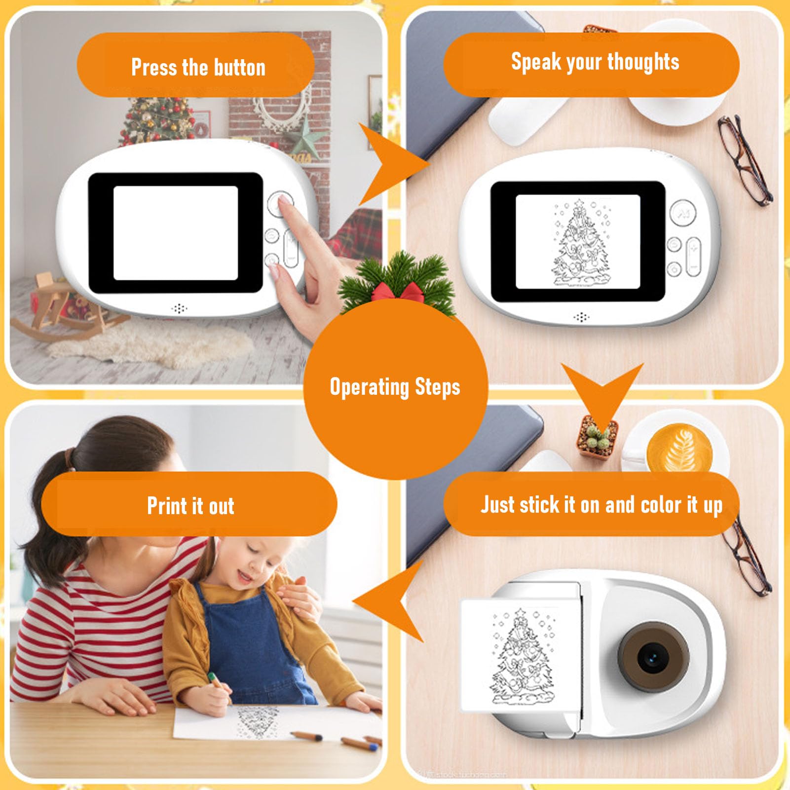 Stampante per Adesivi con Controllo Vocale AI, Schermo Touch da 2,8 Pollici, Stampa Termica a 200 DPI per Bambini, Casa e Ufficio, Creazione di Etichette.