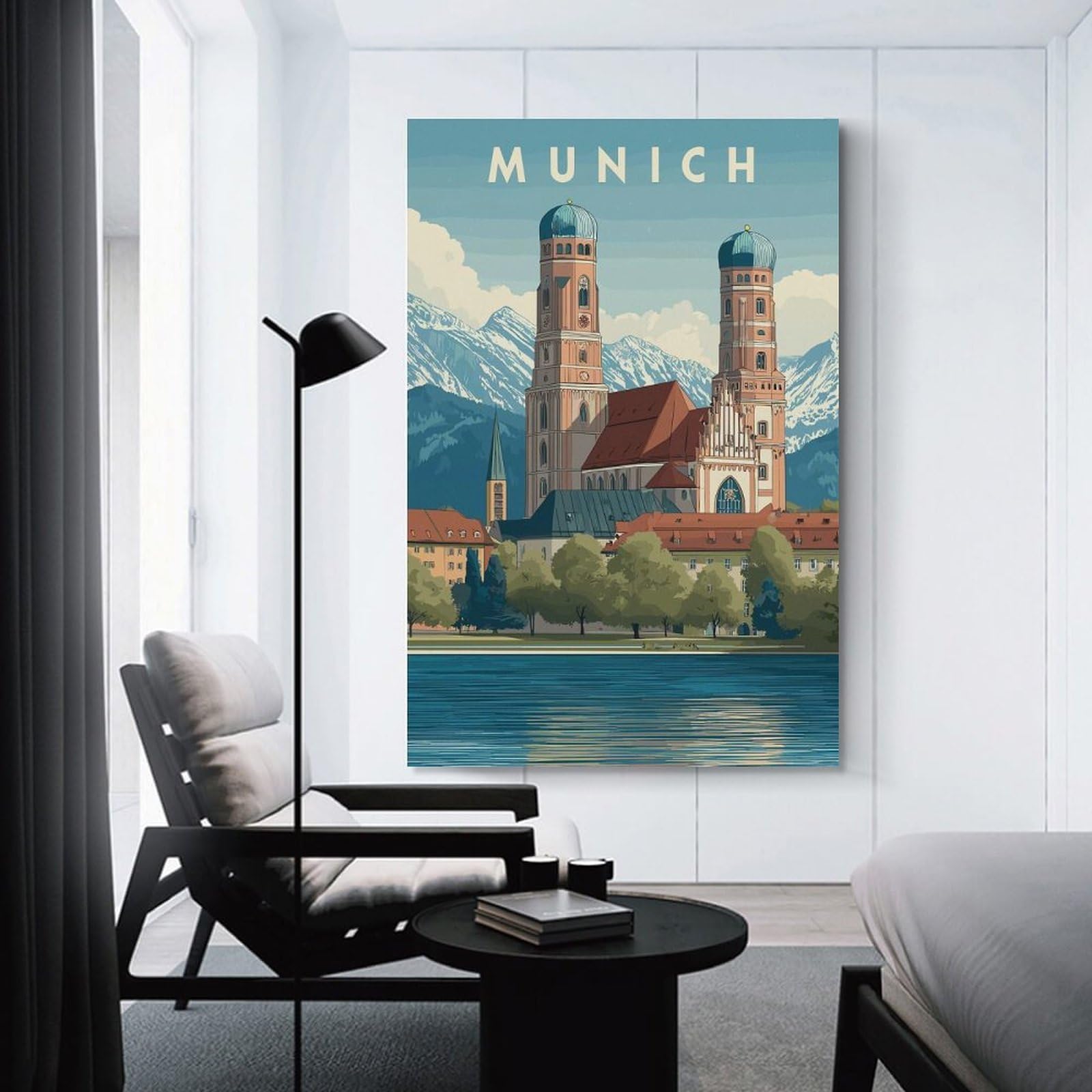 Junmoney Munich Cityscape Travel (2) Home Decor Wall Art, 24x36inch(60x90cm), for Living Room, Bedroom Or Home Office, Home Decor Gift with Stylish Appeal
