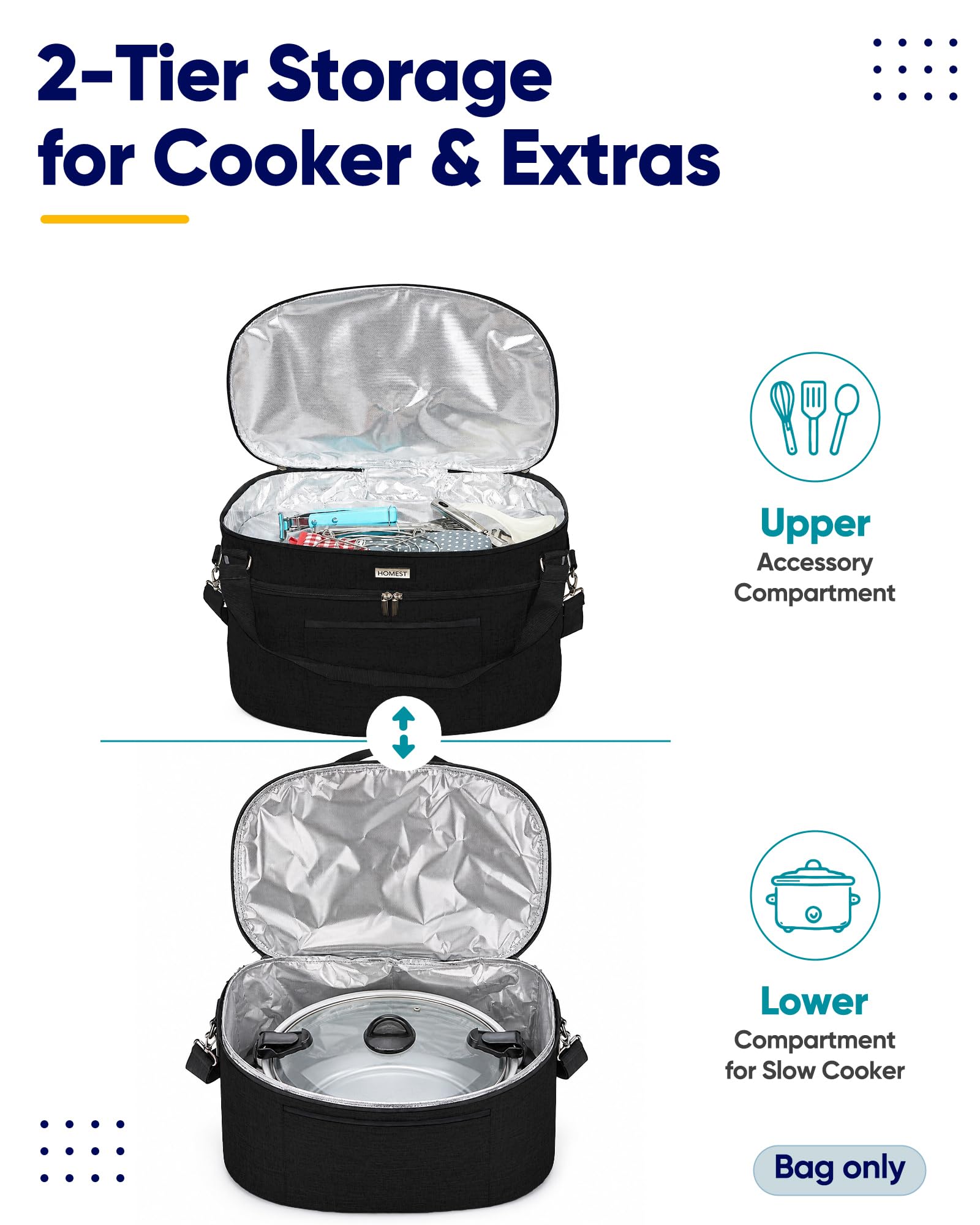 Insulated Slow Cooker Carrier - Keep Meals Warm on the Go -2