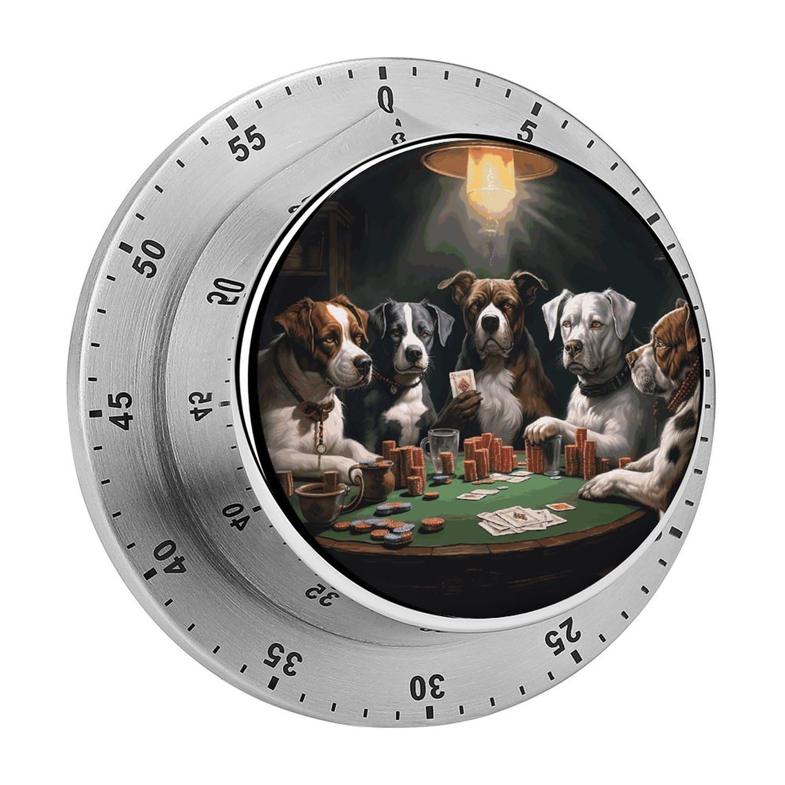 Playing Poker Dogs Kitchen Timer for Cooking Chef Cooking Magnetic Timer Loud Alarm Mechanical Desk Stainless Countdown Reminder