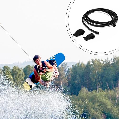 Miniatura 6 de 2 cuerdas elásticas de repuesto para wakeboard con lengüeta de tracción, cuerda elástica negra, piezas de estante de torre para wakeboard, wakesurf,