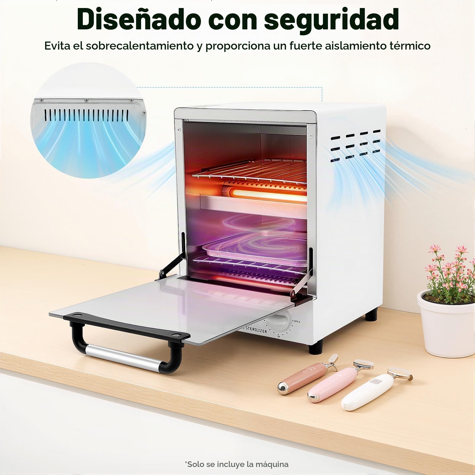 Esterilizador de alta temperatura de 1000 W, esterilizador de aire caliente de 12 L, caja de desinfección por infrarrojos a 250 °C con temporizador, esterilizador de calor seco con bandeja para
