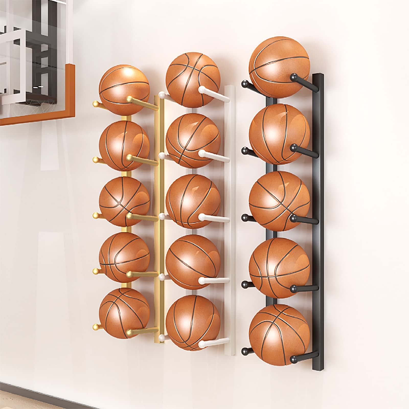Soporte de pared para esterilla de yoga, estante de almacenamiento de 5 niveles, estante de acero resistente para gimnasio, estudio, garaje, organizador multiusos montado en la pared
