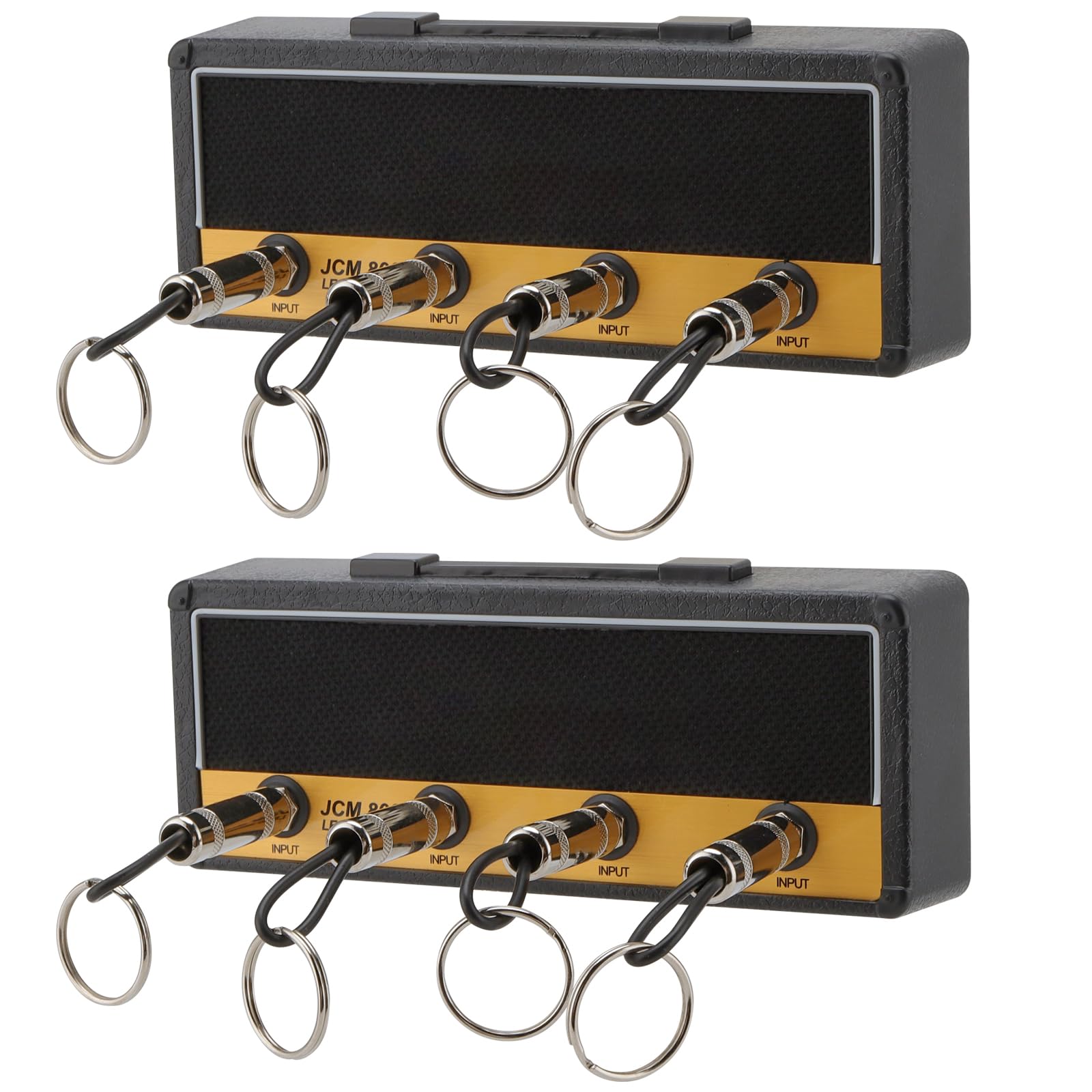 UNGFEI 2 soportes para llaves Marshall Amp de 19,8 x 7,8 x 3,8 cm, ganchos para llaves de amplificador de guitarra de montaje en pared, soporte para llaves Marshall JCM800 con 4 llaveros de enchufe,