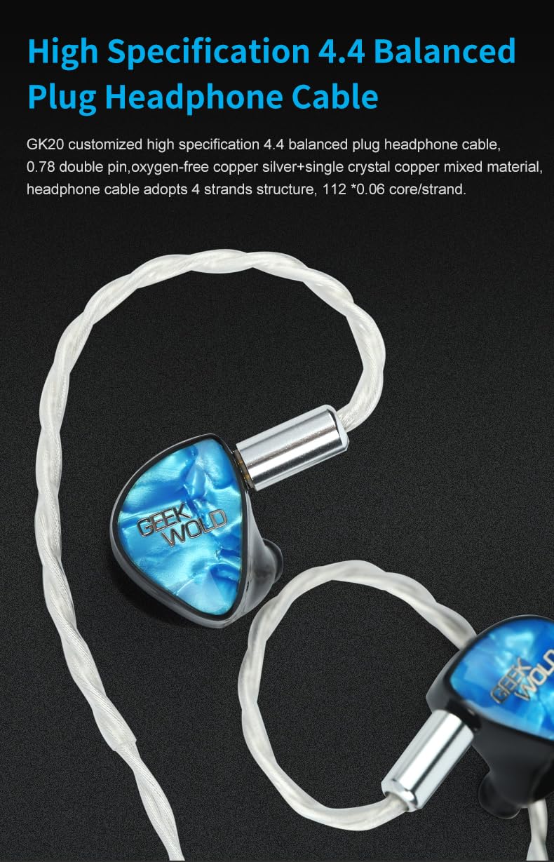 【新品・未開封】GK20 PRO 3BA+2PZT+Planar+DD IEM GK20 PRO 7-Driver Hybrid IEMs, 3BA+2PZT+1DD+1Planar Wired HiFi