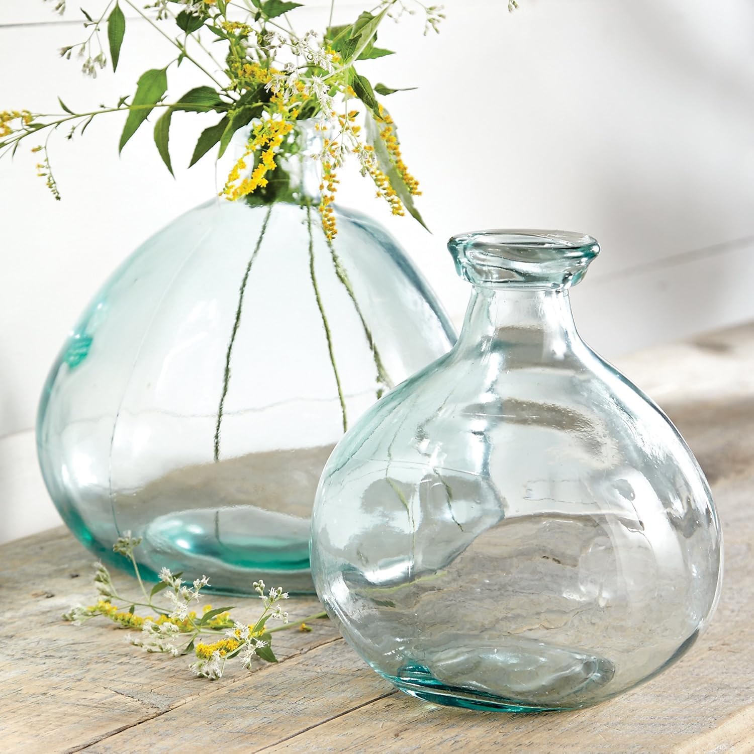 Decor Space Vaso a forma di bottiglia in vetro liscio, decorazione per arredo casa (18 cm)