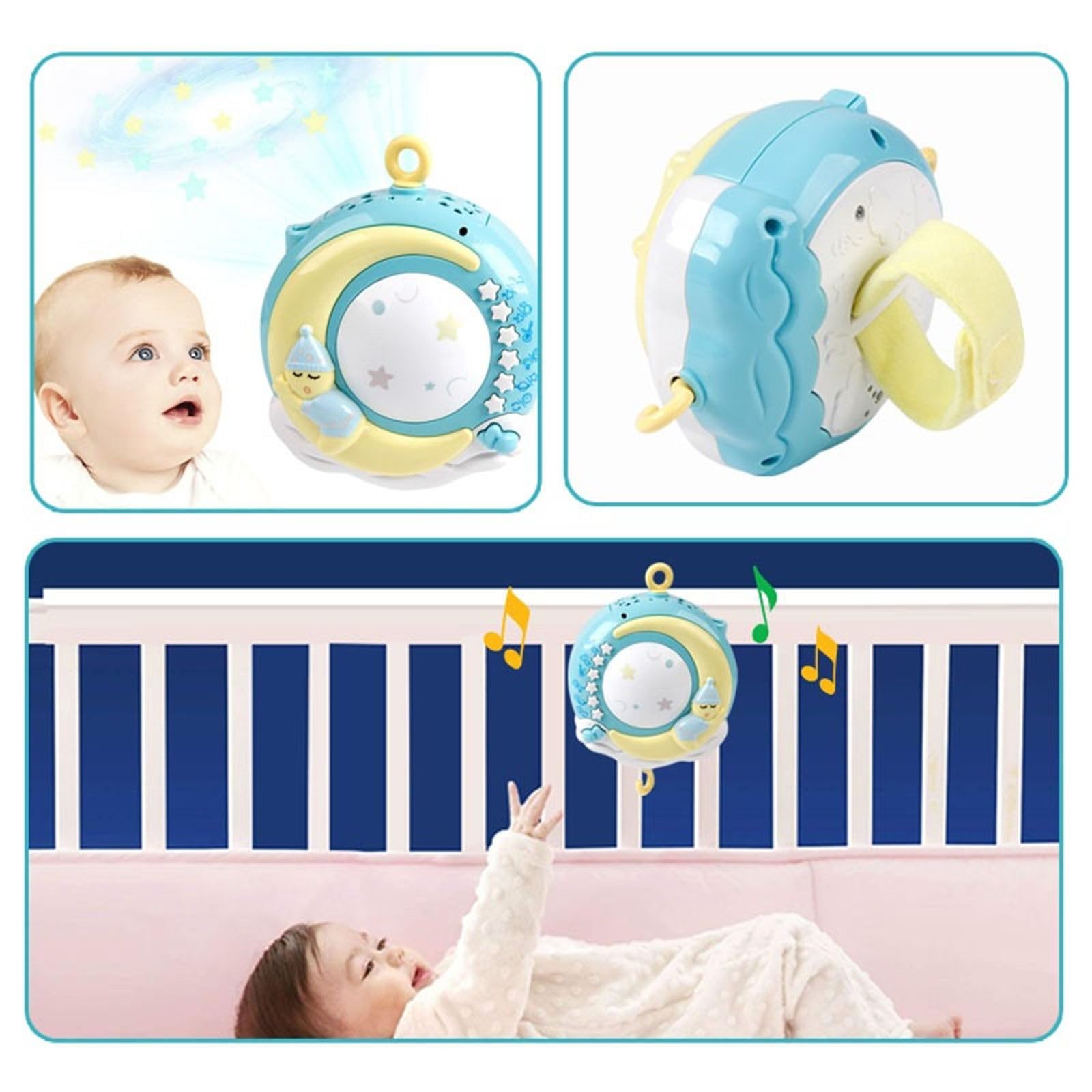 Hängende drehbare Rasseln und Fernbedienung Spieluhr mit Musik Nachtlichtern Baby Spielzeug Baby Musical Crib Mobile Einfache Installation Krippe Mobile