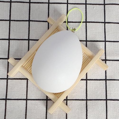 Miniatura 3 de Huevo de Pascua colgante de plástico, huevos de simulación falsos con cuerda decoración de Pascua para niños niños DIY pintura huevo