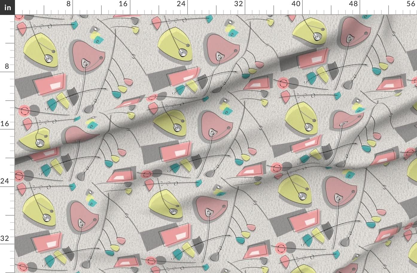 Spoonflower Fabric - Mid Century Modern Pastel Colors Atomic Era Inspired Retro Vintage Printed on Organic Cotton Sateen Fabric by The Yard - Sewing Quilting Apparel Home Decor
