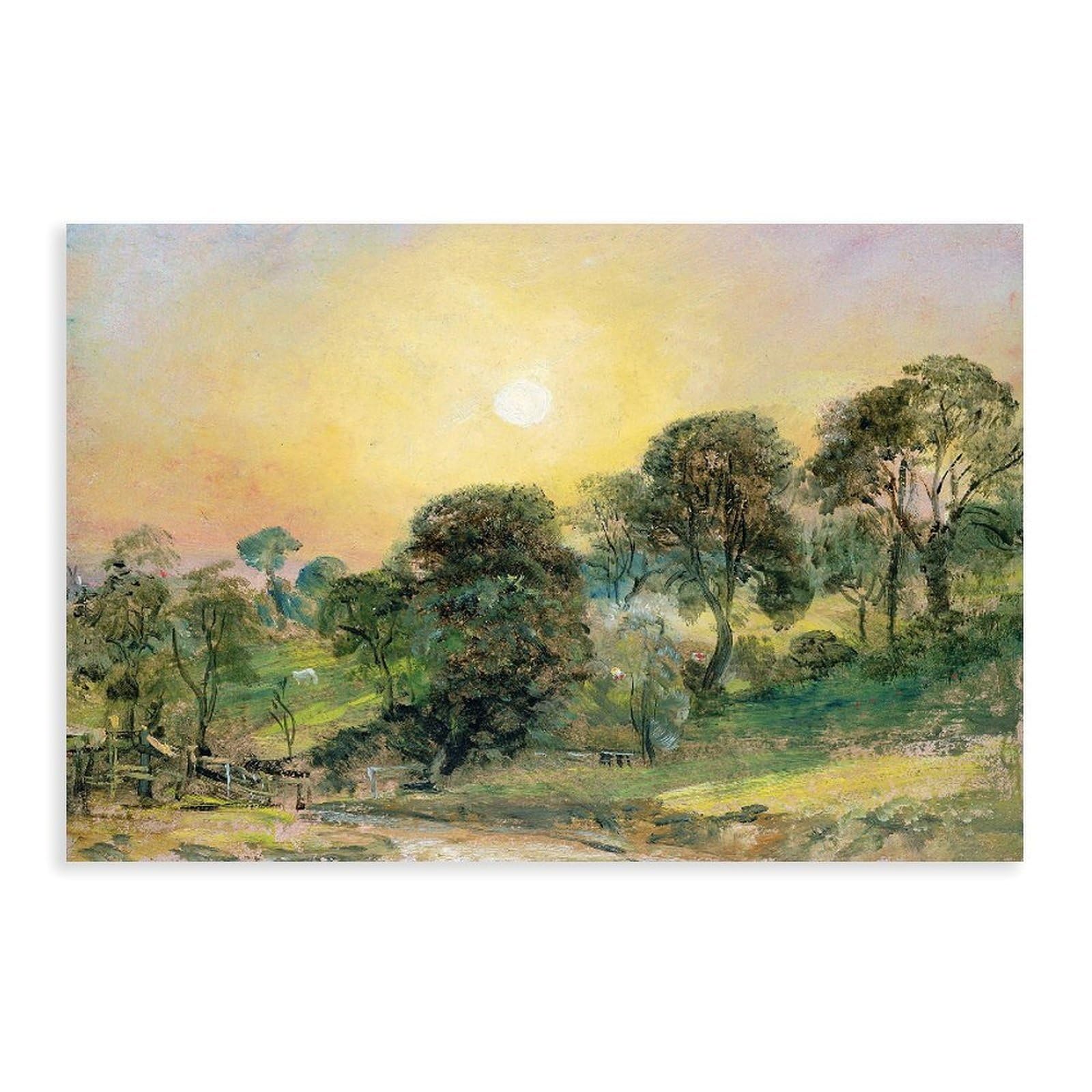 DFJyjFGJJ John Constable,Trees on Hampstead Heath at Sunset Canvas Posters Wall Art Bedroom Office Room Decor Gift 12" L X 18" W