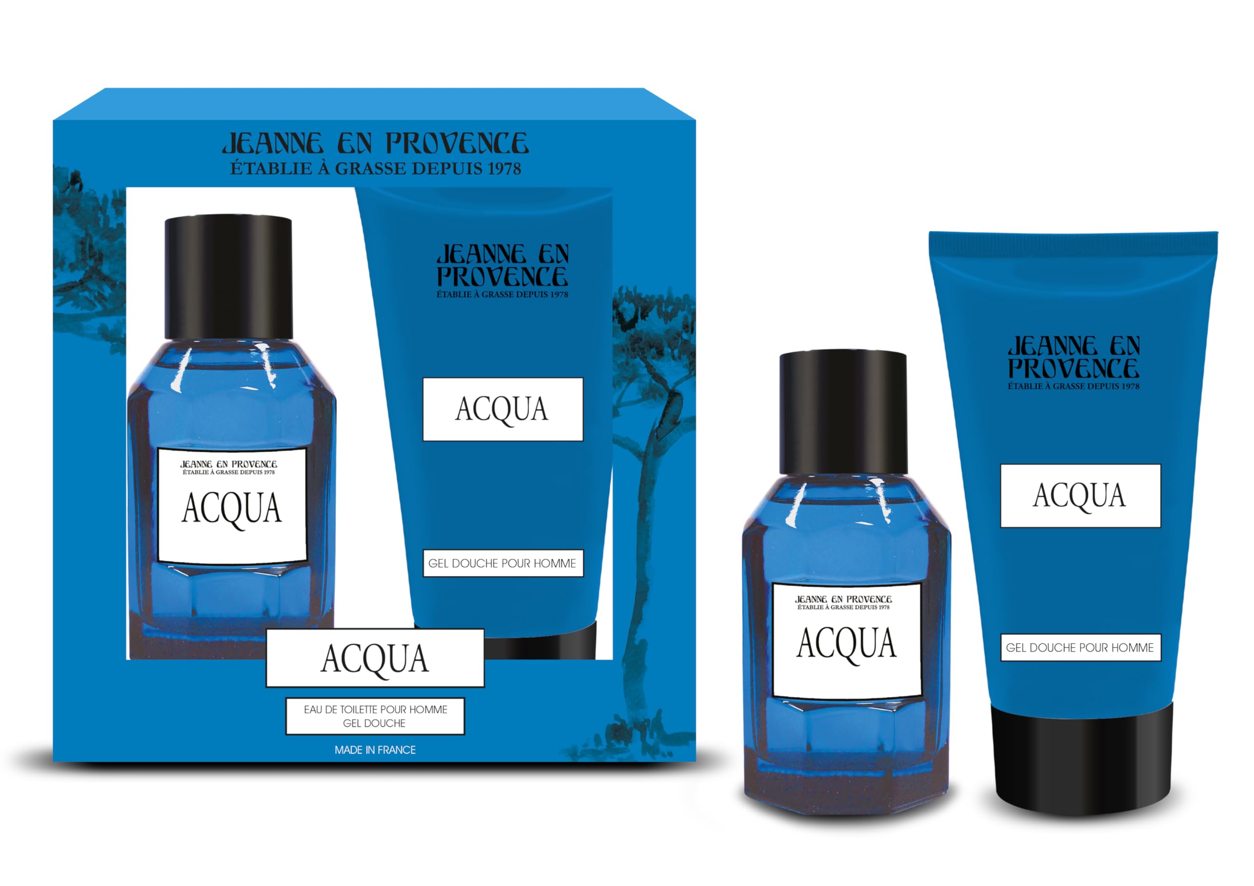 JEANNE EN PROVENCE - Cofanetto Regalo per Uomo - Acqua - Eau de toilette 100 ml + Gel doccia integrale 150 ml - Profumo Musc Santal - Prodotto e confezionato in Francia a Grasse