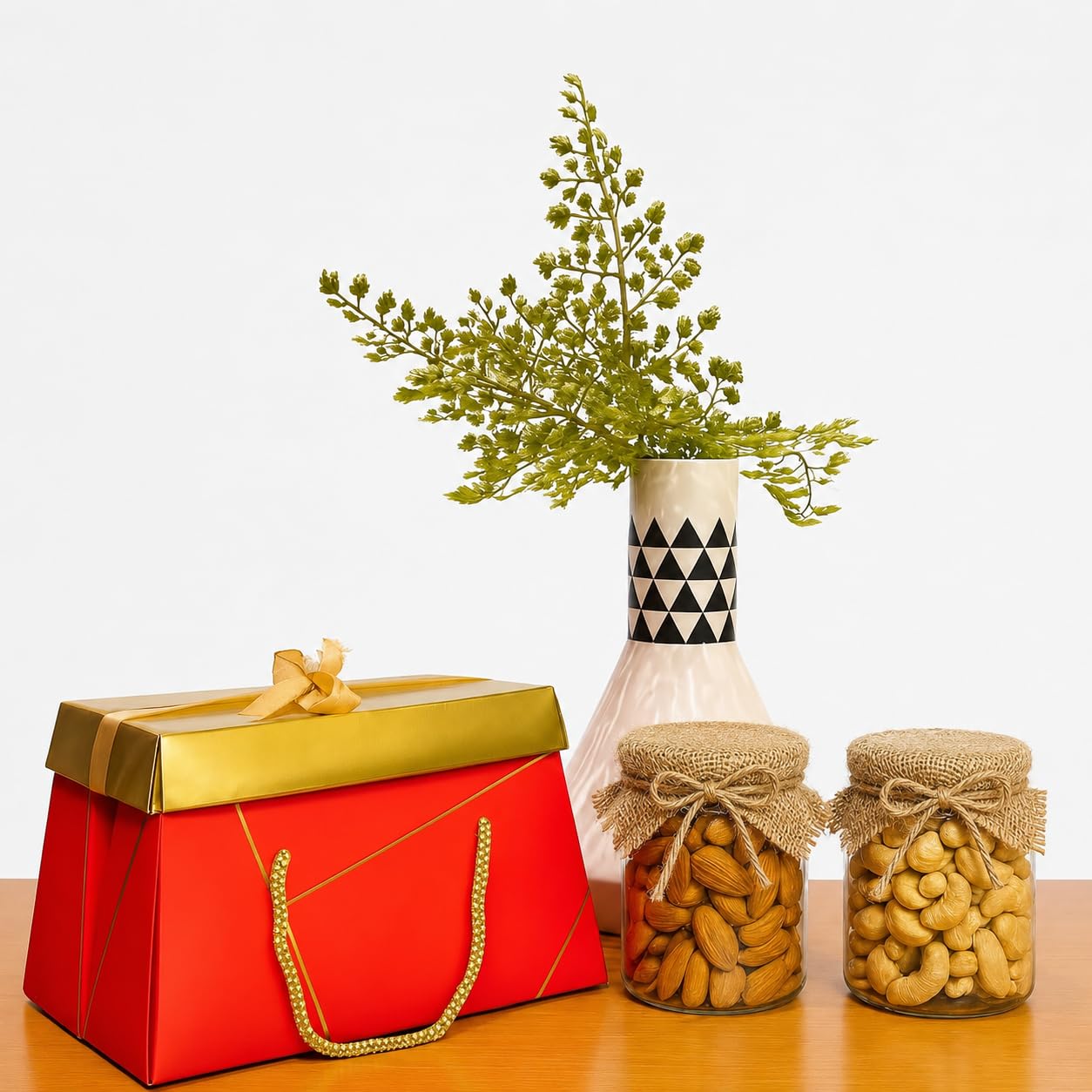 Jaipur Masale Premium Dry Fruit Gift Box – Almonds & Cashews in Unbreakable Jars | Red-Golden Festive Packaging | Healthy Gift Hamper for Festivals, Birthdays & Corporate Gifting – 400g-image-27
