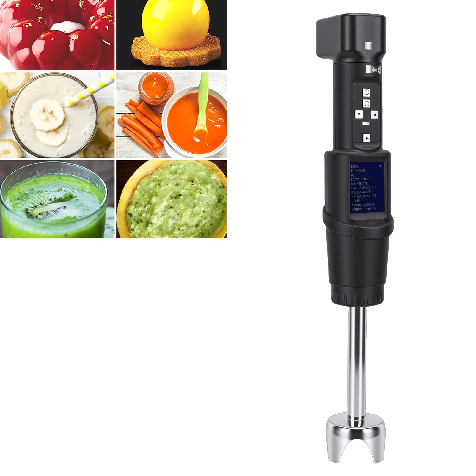 ViaGasaFamido Batidora de Mano Comercial de 300 W, Batidora Industrial, Profesional con Motor sin Escobillas, Velocidad Variable de 3000 a 12 000 RPM, de Acero Inoxidable de (Enchufe de la UE)