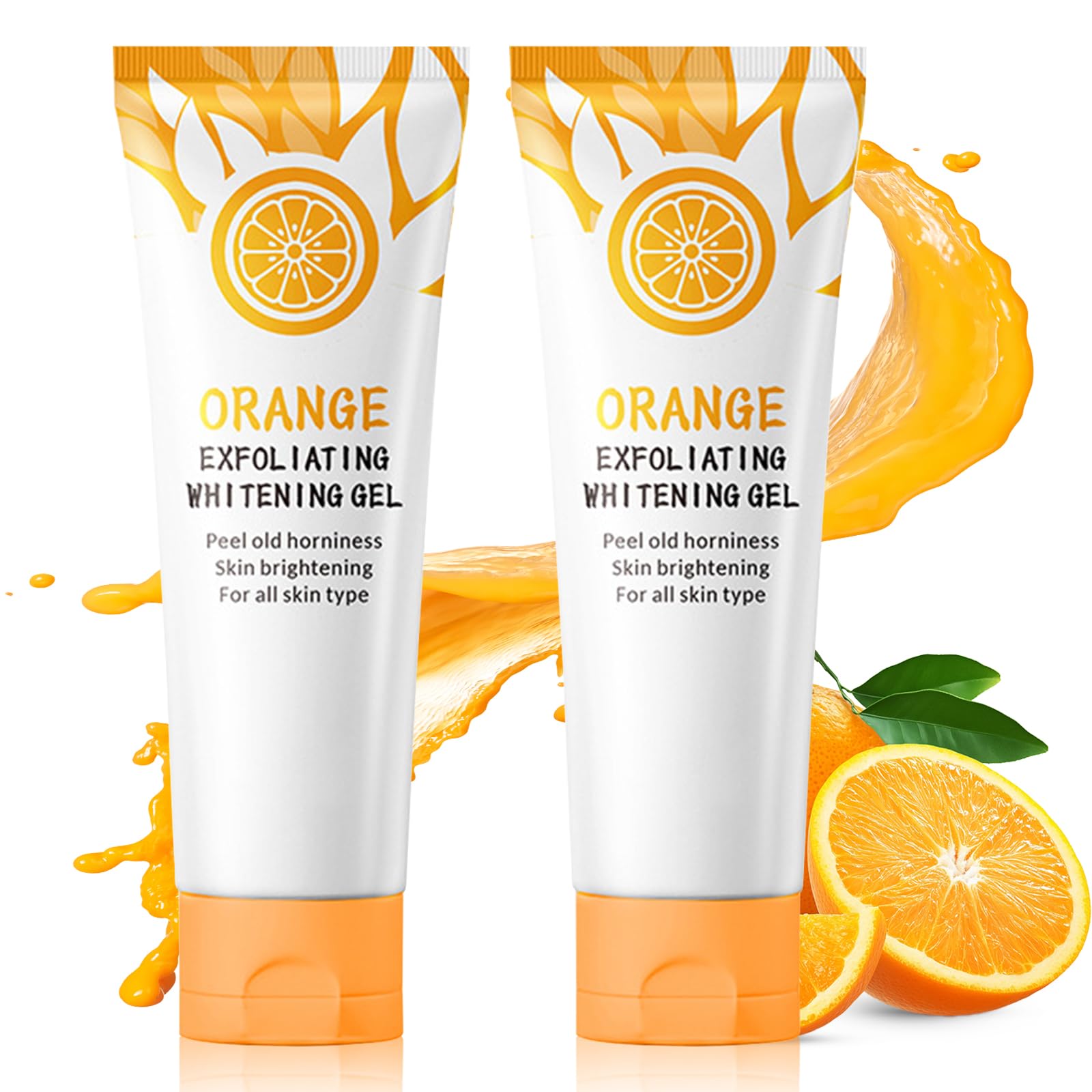 2PCS Orange Peeling Gel, Deep Exfoliating Cleanser for Face and Body Facial Exfoliator with Orange Bubble Formula