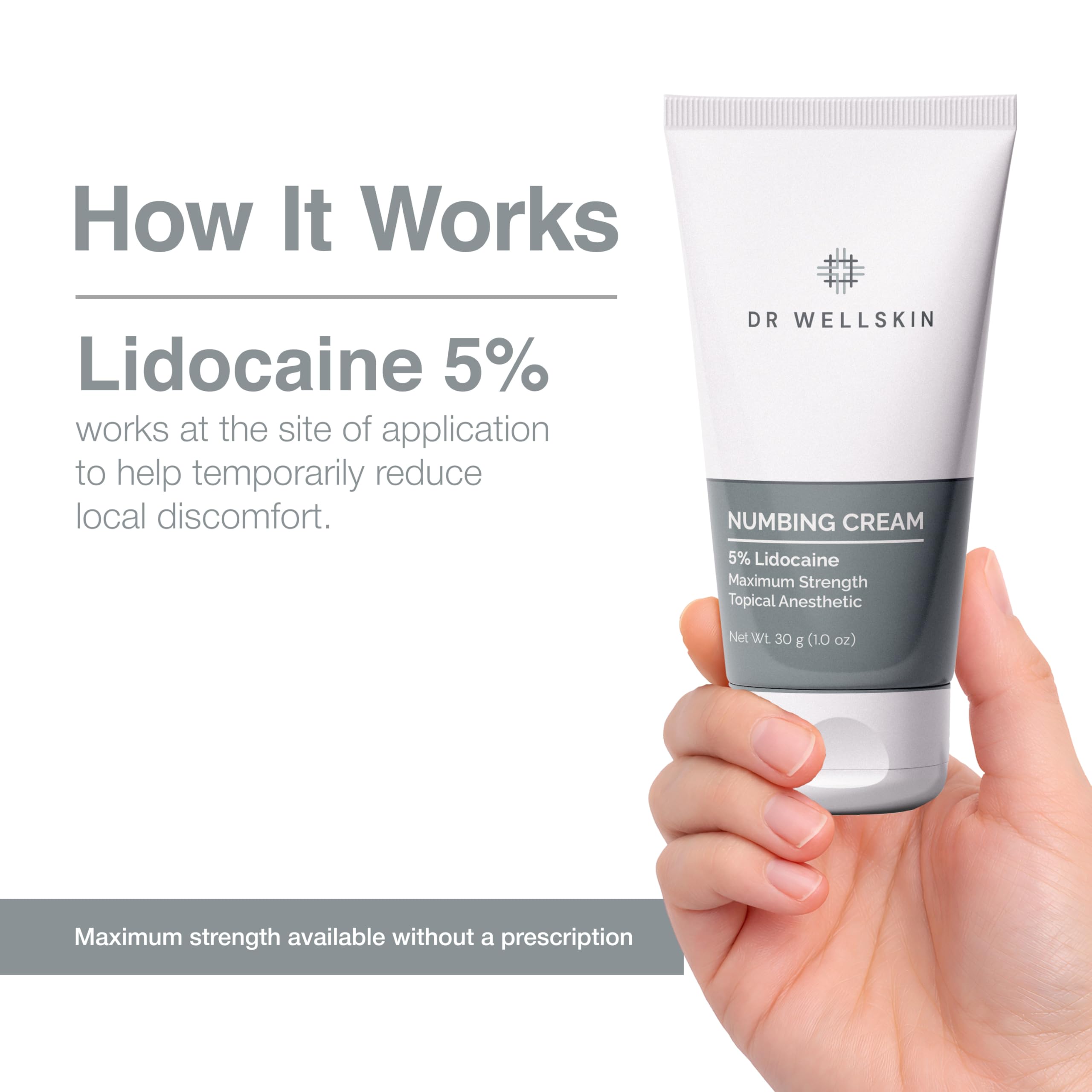 Lidocaine Cream with 5% Lidocaine – Maximum Strength Topical Anesthetic Cream for Temporary Relief of Discomfort Associated with Hemorrhoids – 1.0 oz (30 g) — Amazon image 6